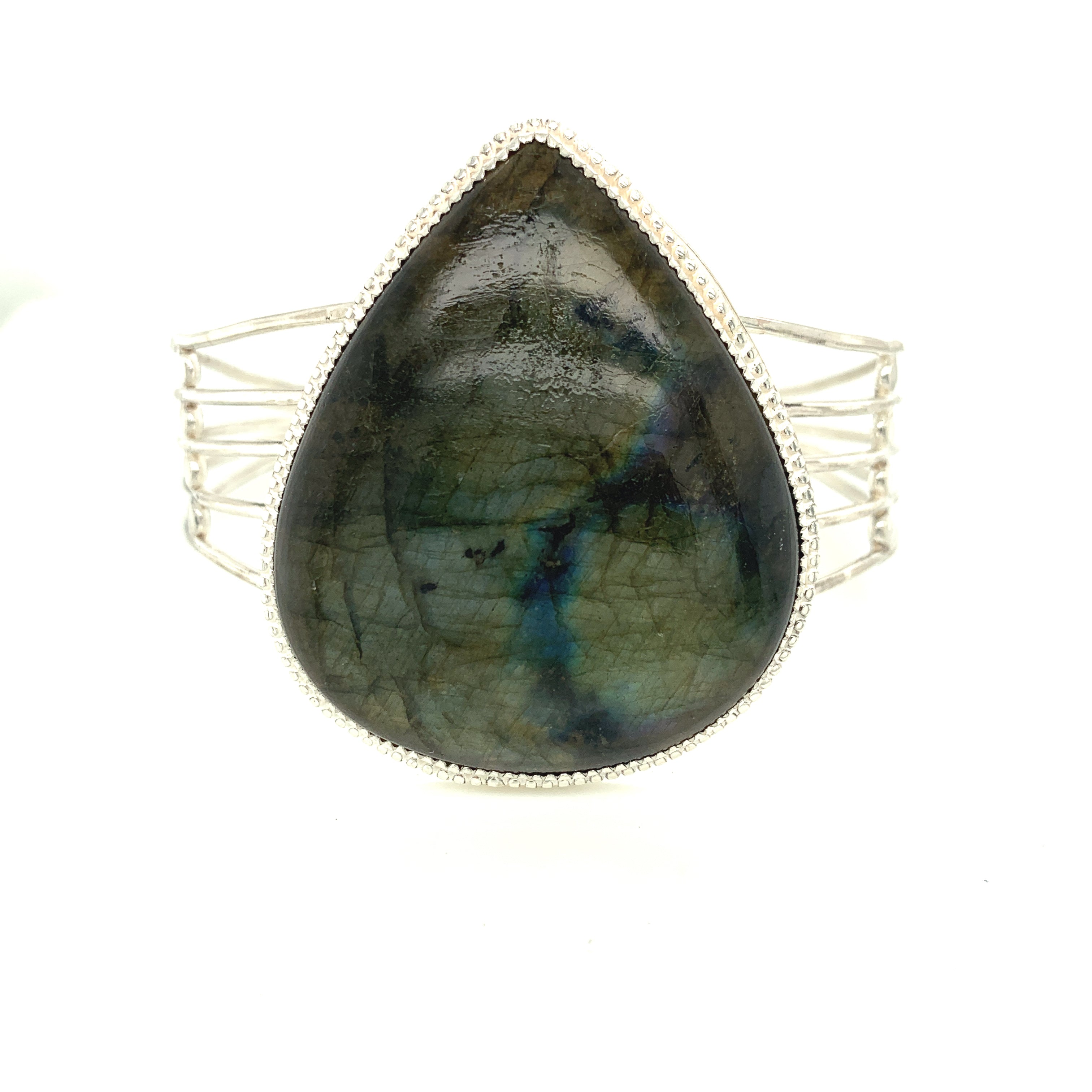 Labradorite gemstone Bangle , Sterling Silver bangle, size 7, Healing Stone jewelry