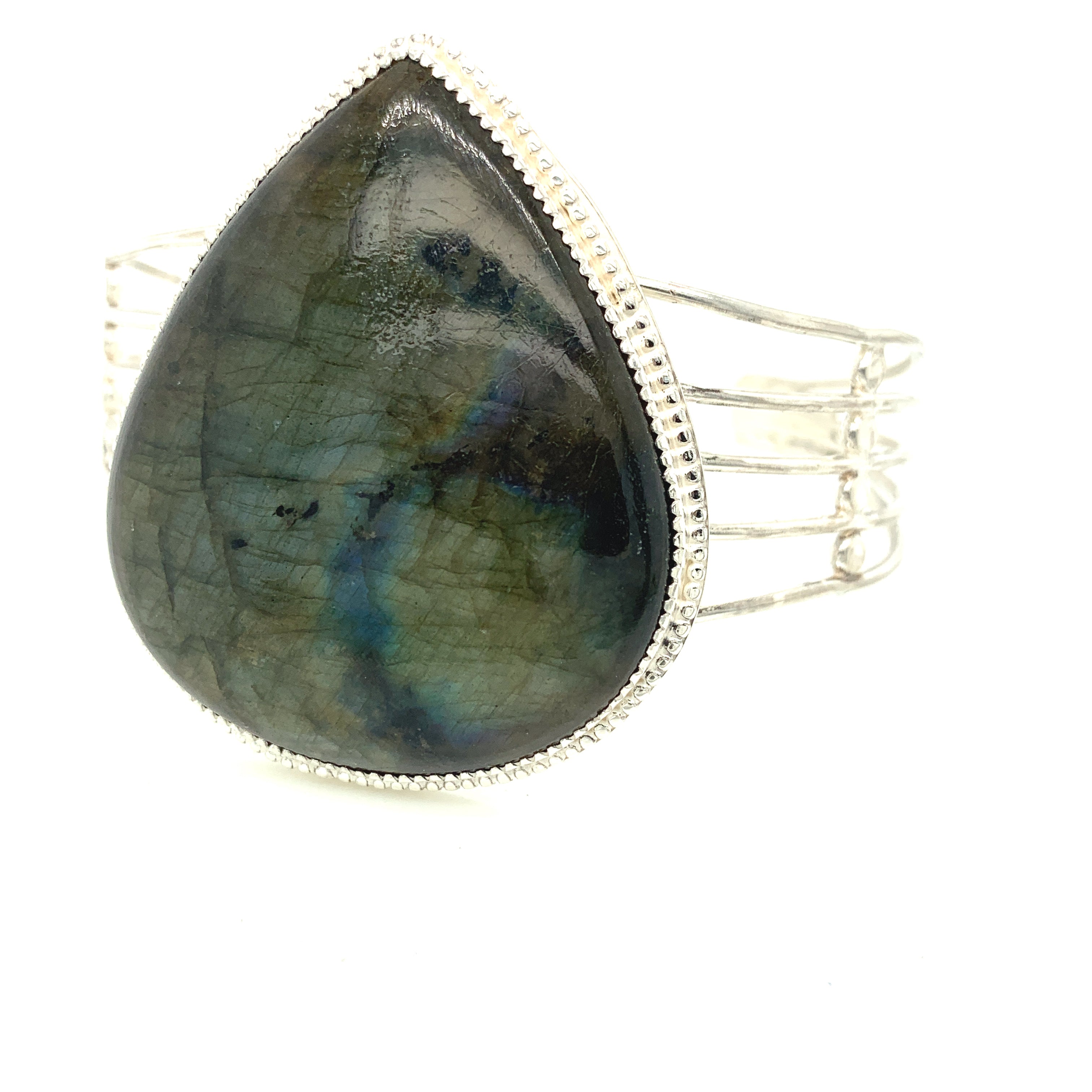Labradorite gemstone Bangle , Sterling Silver bangle, size 7, Healing Stone jewelry