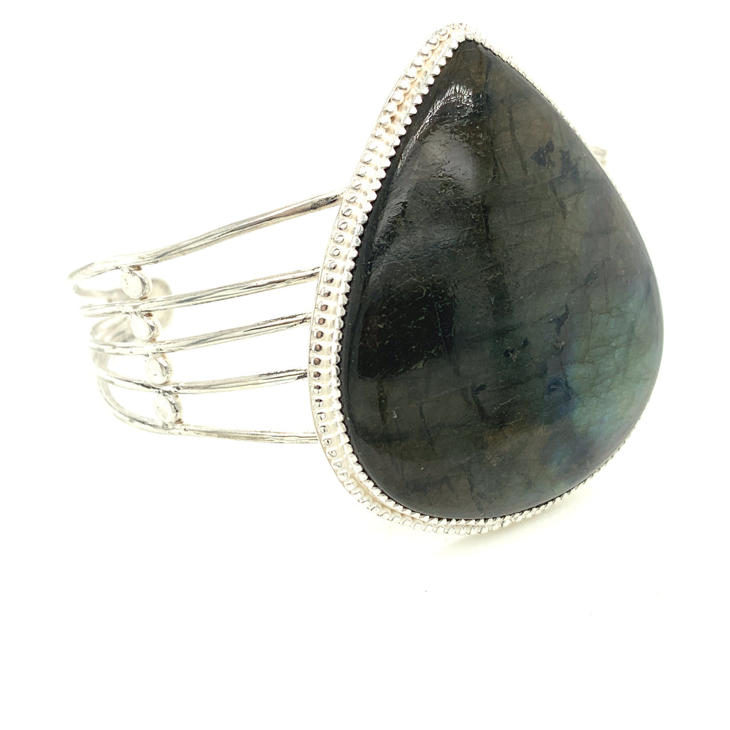 Labradorite gemstone Bangle , Sterling Silver bangle, size 7, Healing Stone jewelry