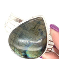 Labradorite gemstone Bangle , Sterling Silver bangle, size 7, Healing Stone jewelry