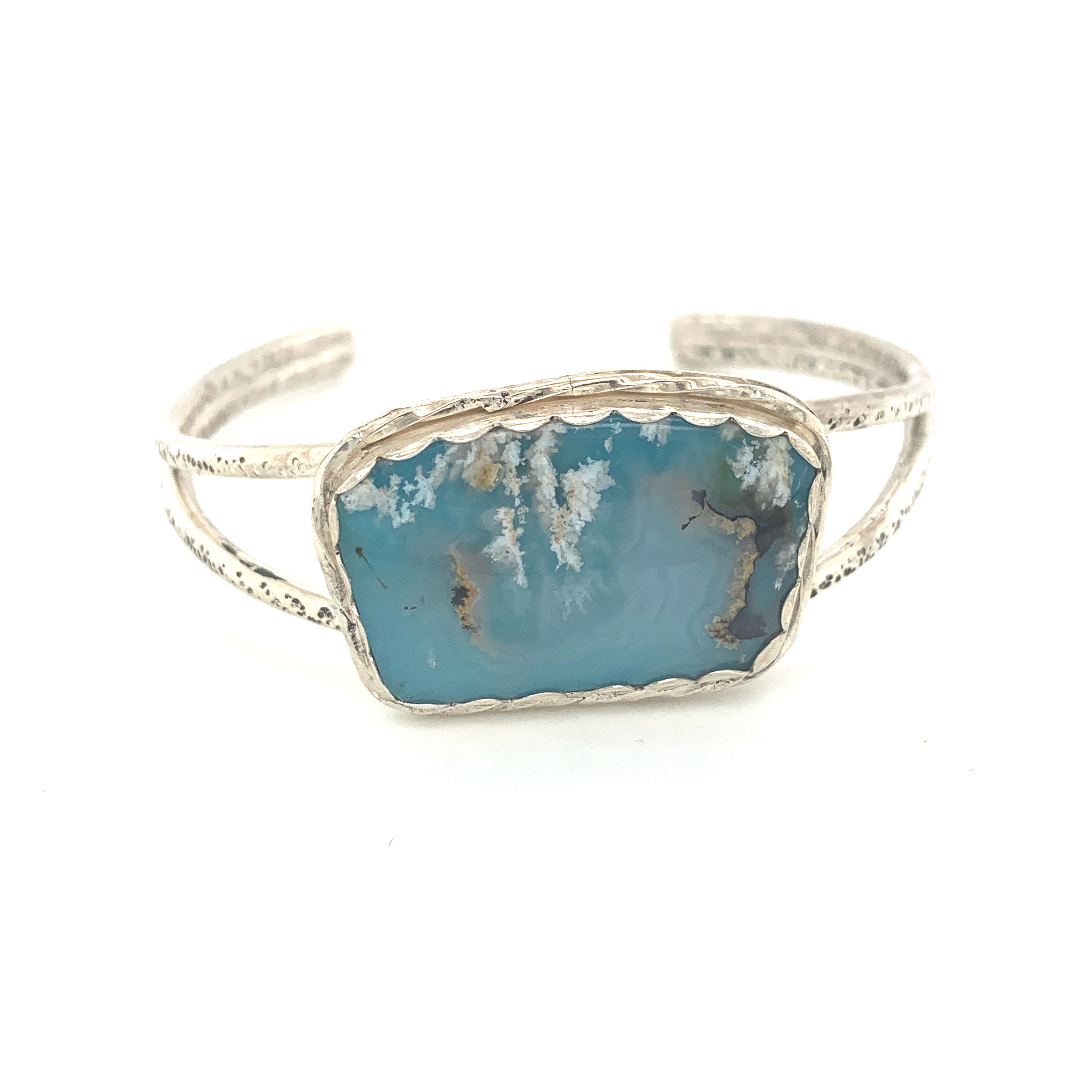 Plume Agate Sterling Silver bangle, Plume Agate Jewelry, Sz 7.25''
