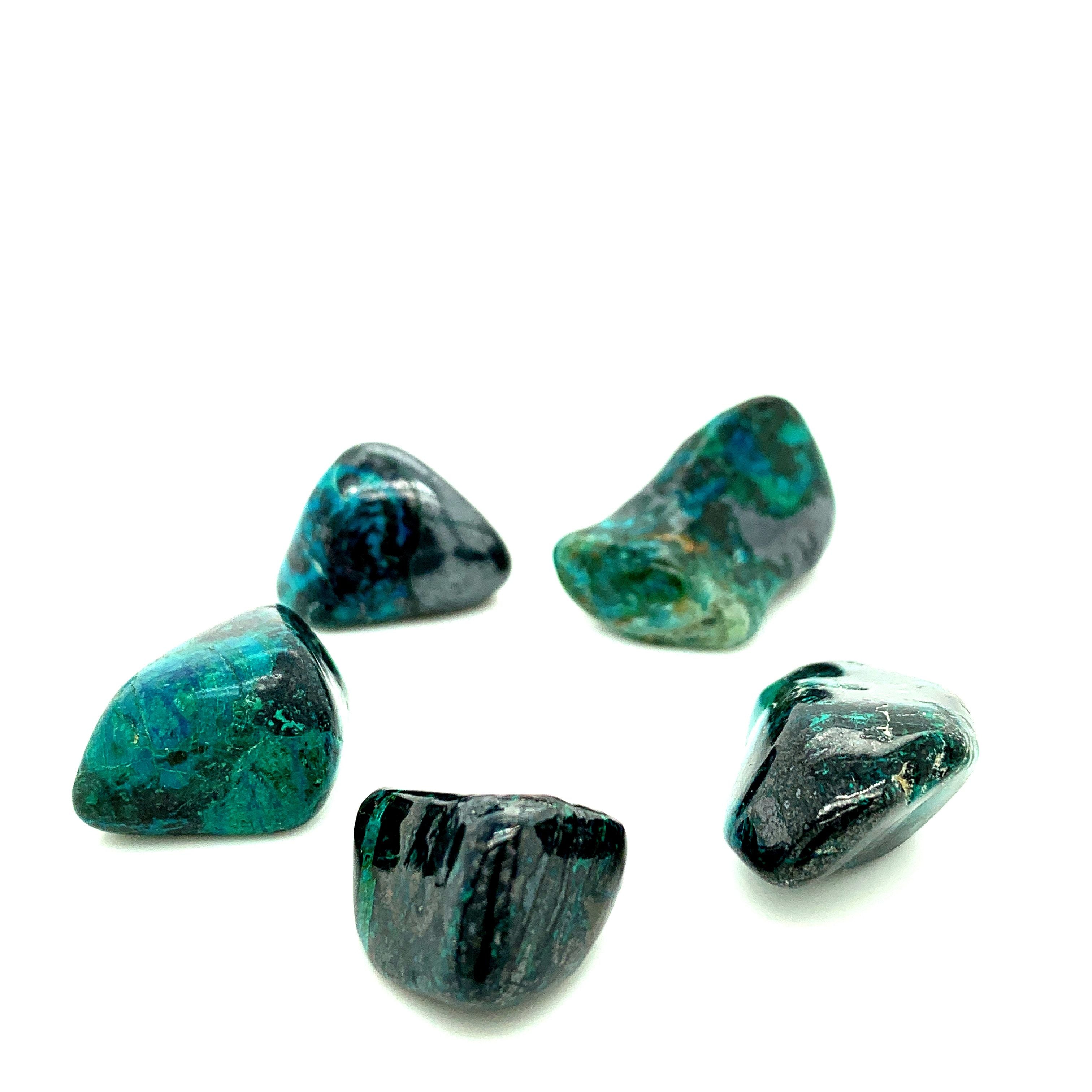 Cuprite in Shattuckite tumbled