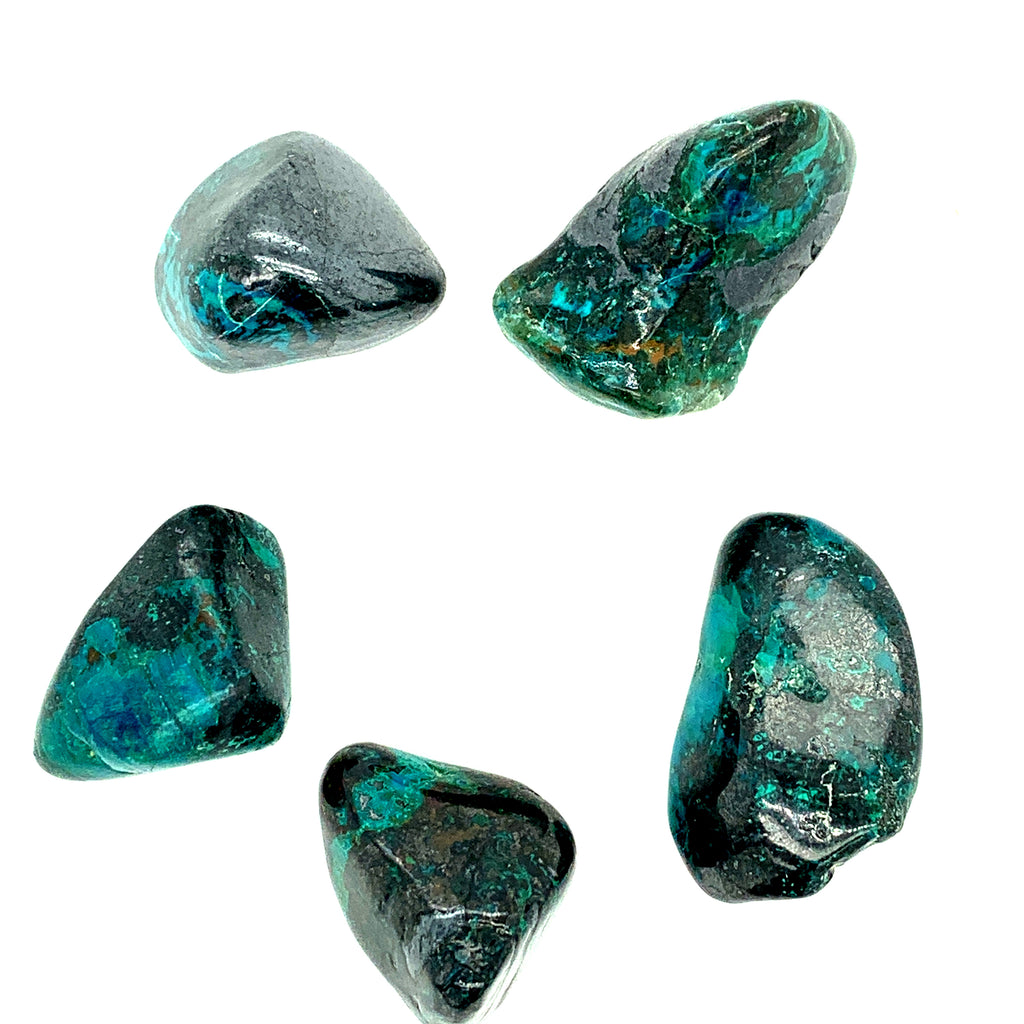 Cuprite in Shattuckite tumbled