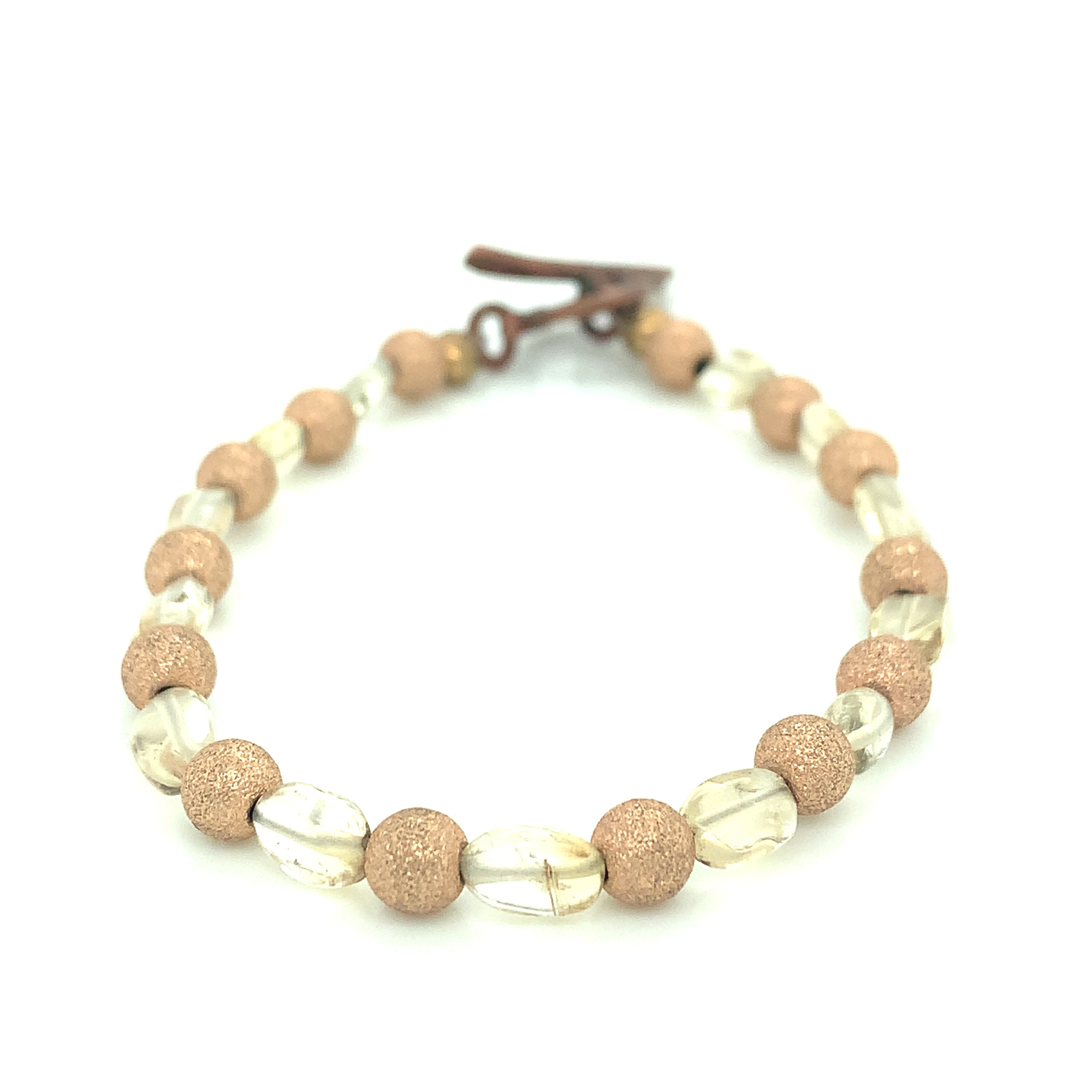 Rose Gold Star Dust, Citrine and Copper toggle gemstone bracelet, size 6.25''
