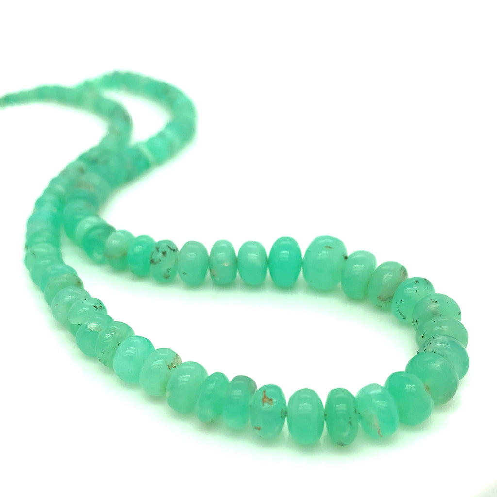 Genuine Chrysoprase Beaded Gemstone Necklace with Paved Diamond Toggle