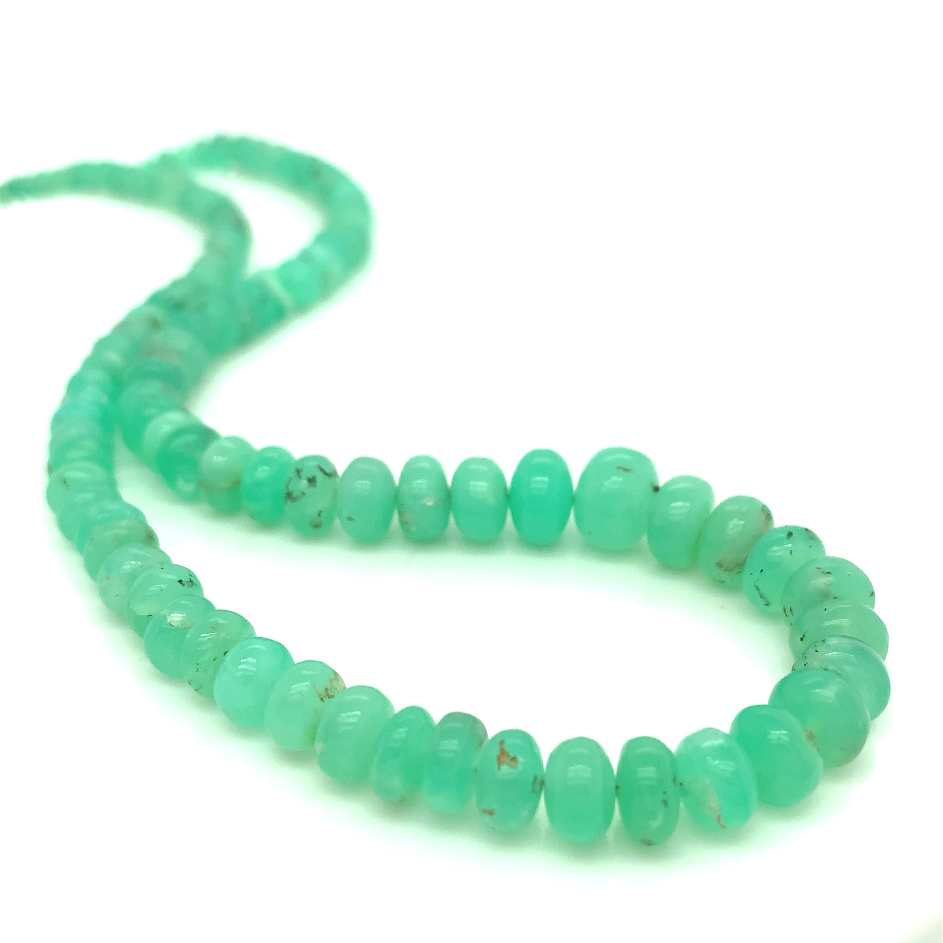 Genuine Chrysoprase Beaded Gemstone Necklace with Paved Diamond Toggle