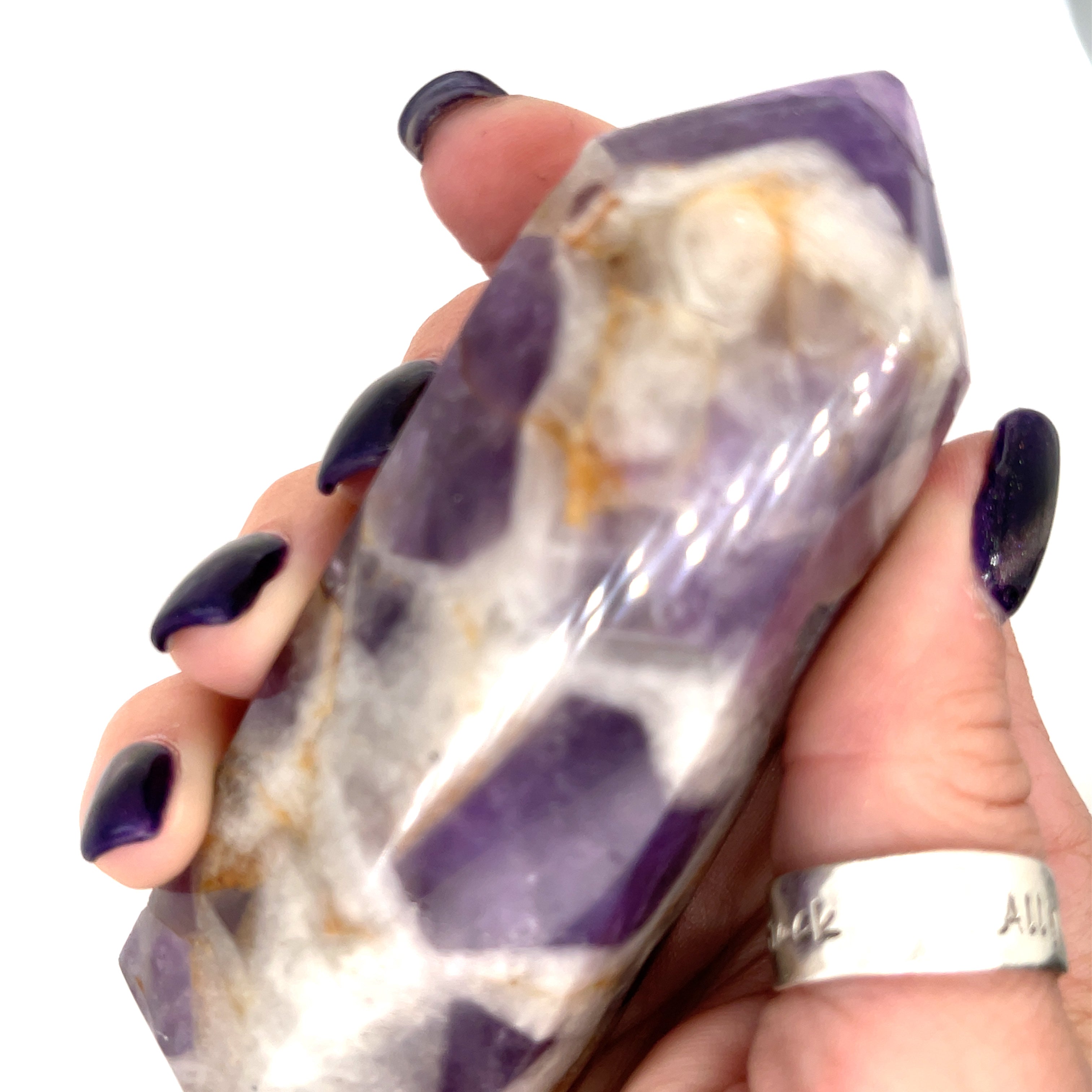 Chevron Amethyst Gemstone Tower