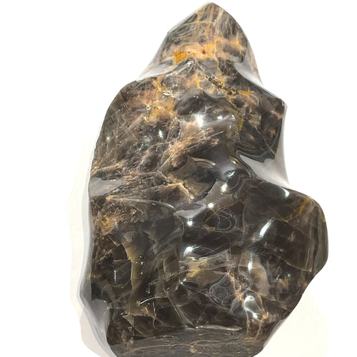 Black Moonstone Gemstone Flame Carving