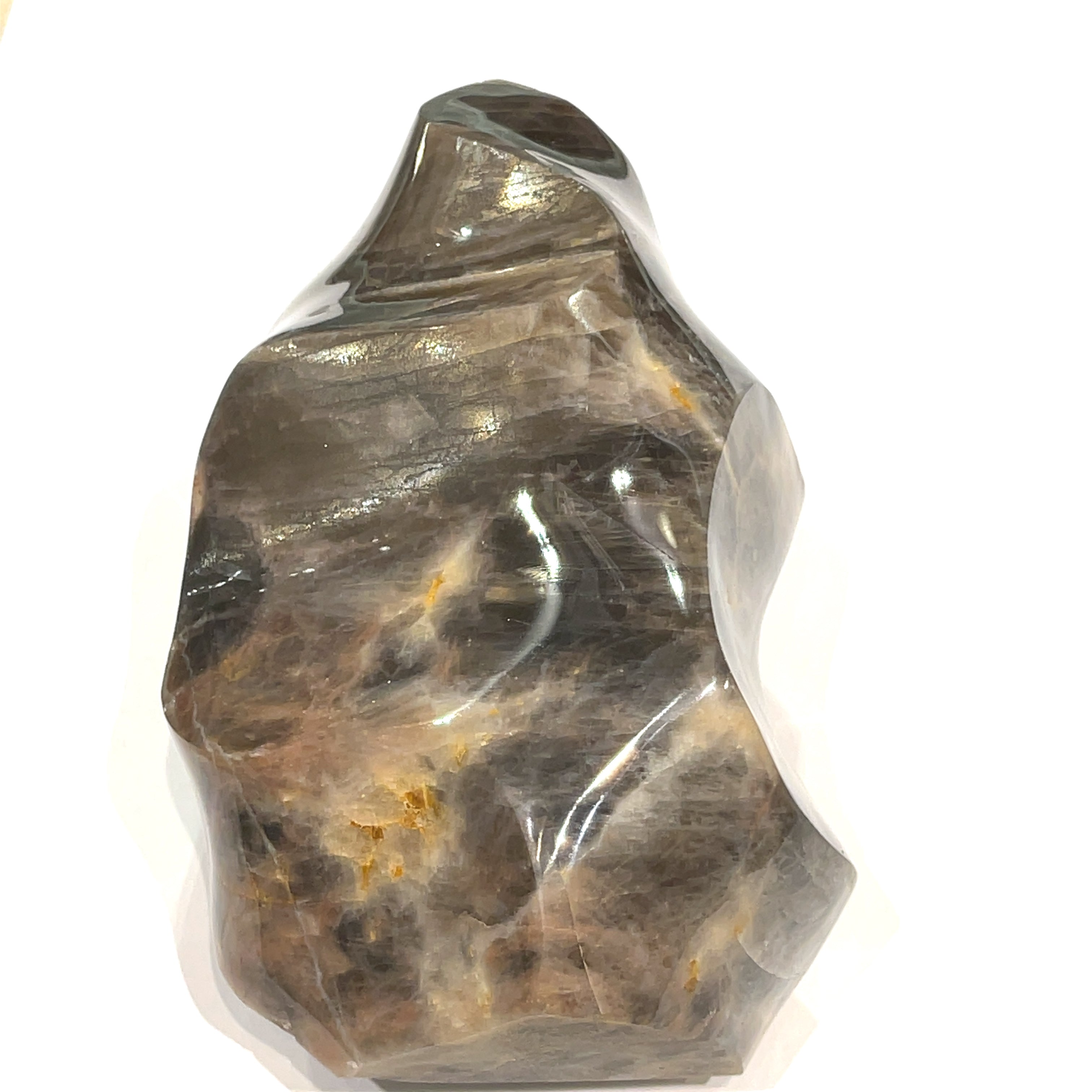 Black Moonstone Gemstone Flame Carving