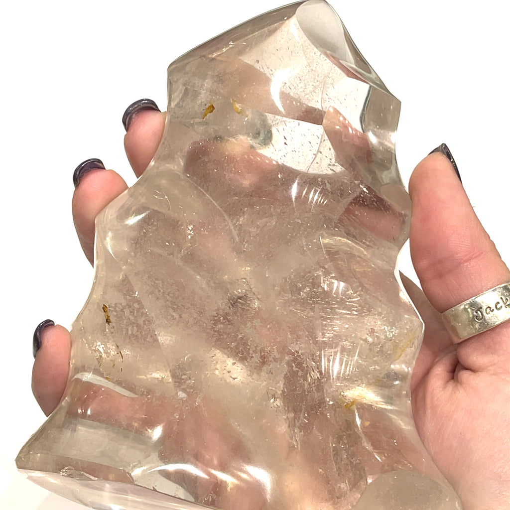 Clear Quartz Gemstone Flame carvings