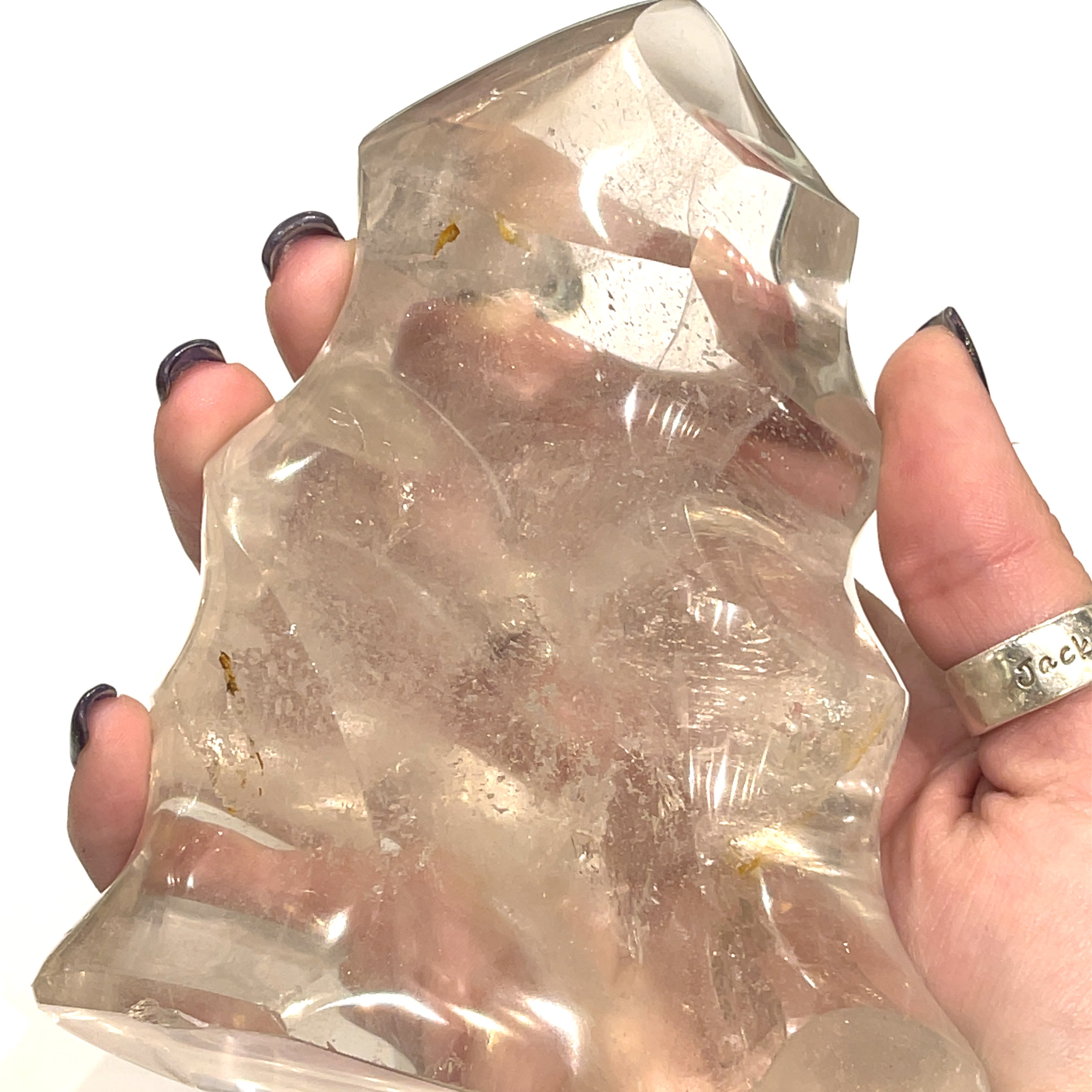 Clear Quartz Gemstone Flame carvings