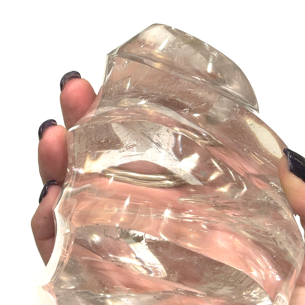 Clear Quartz Gemstone Flame carvings