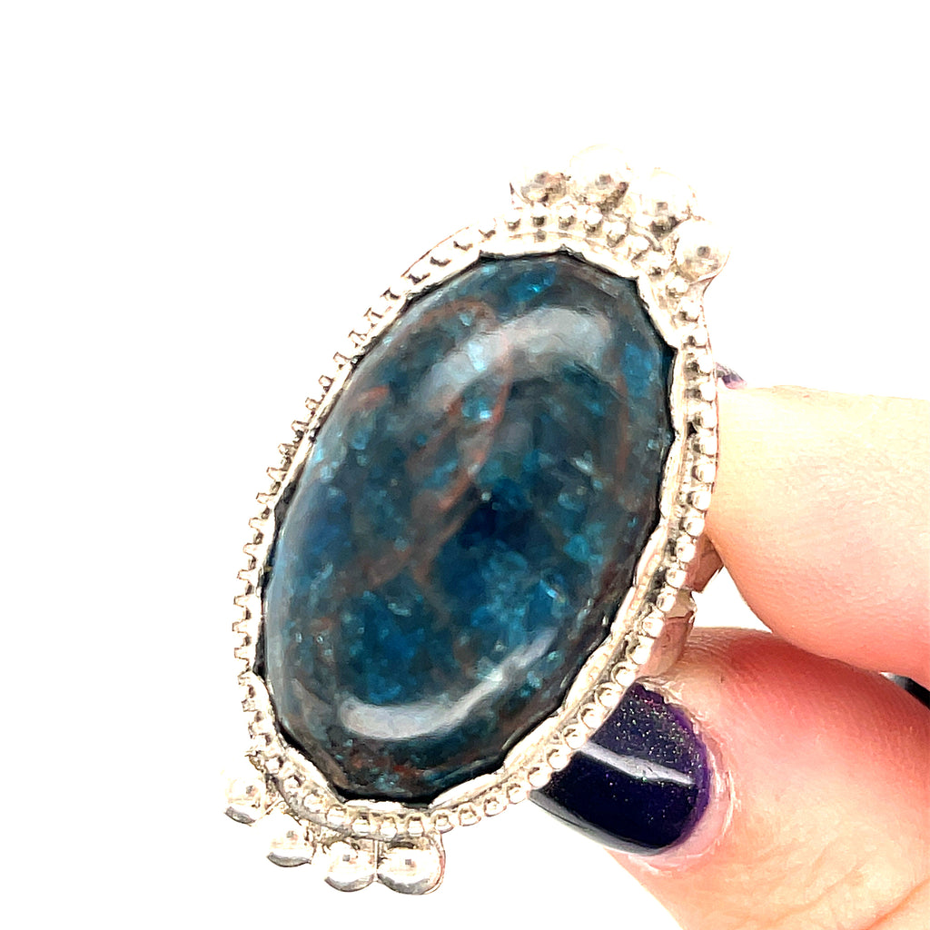 Blue Apatite Gemstone ring,  Sterling Silver ring, size 8, ring  Jewelry