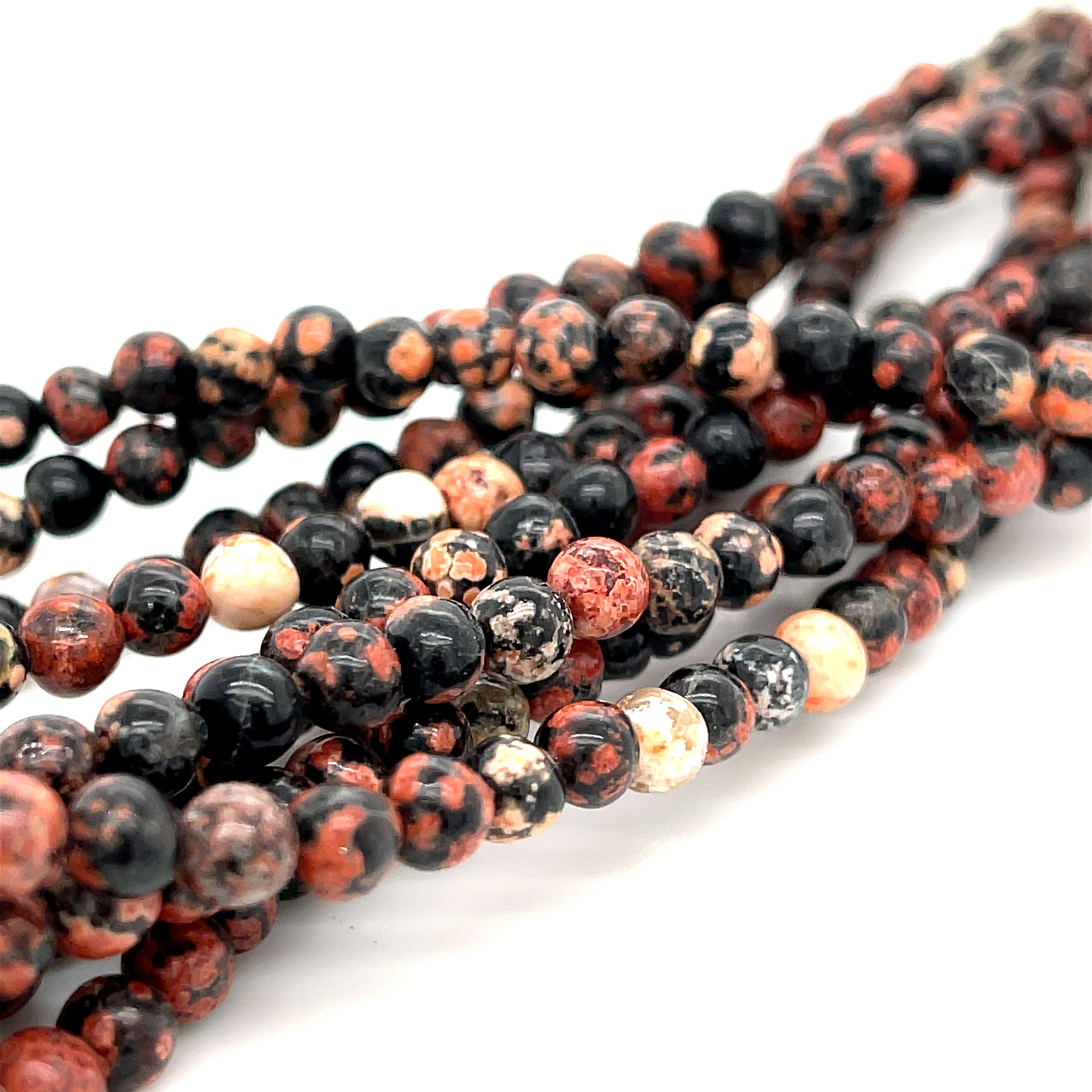 Mexican Red Snowflake Jasper Gemstone Strands