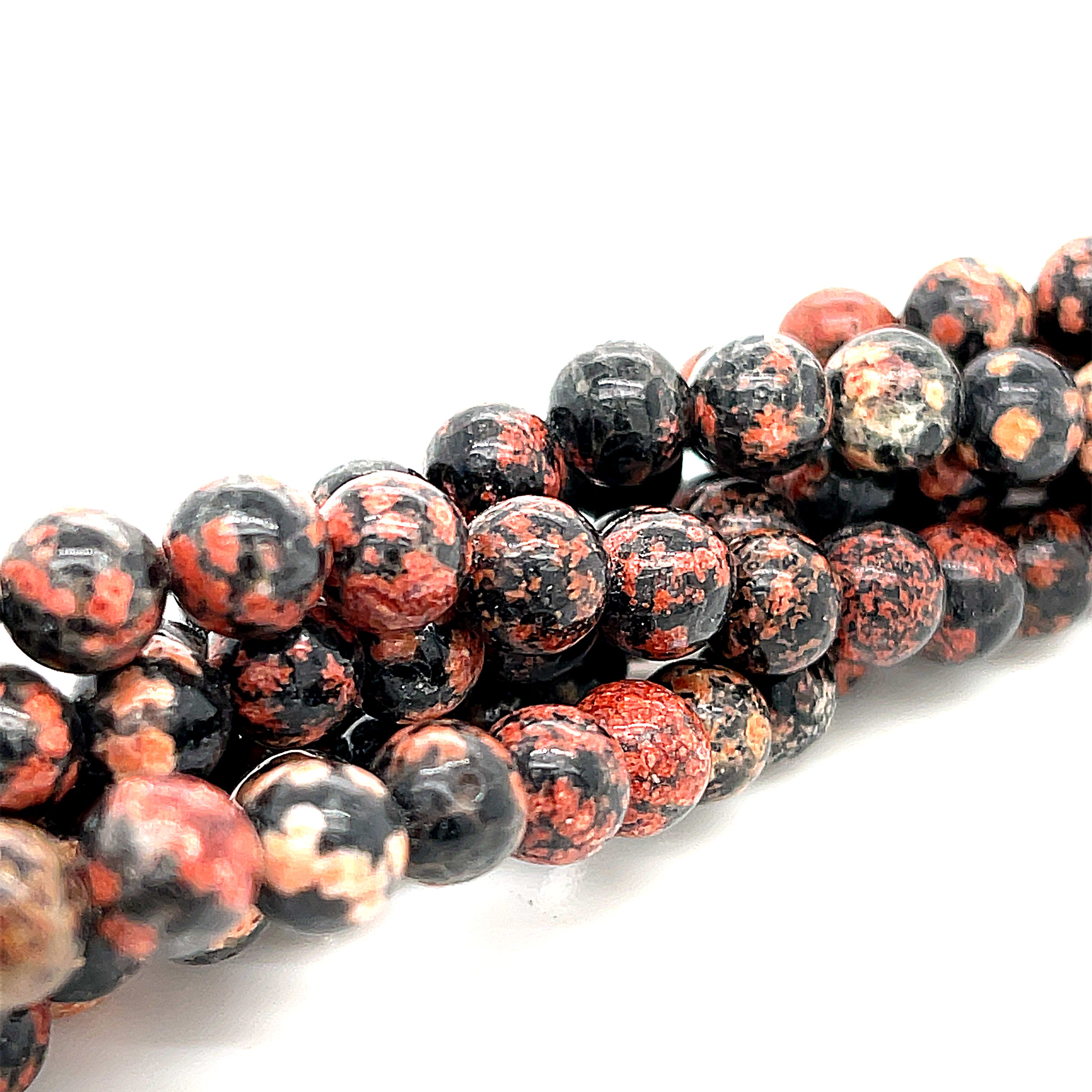 Mexican Red Snowflake Jasper Gemstone Strands