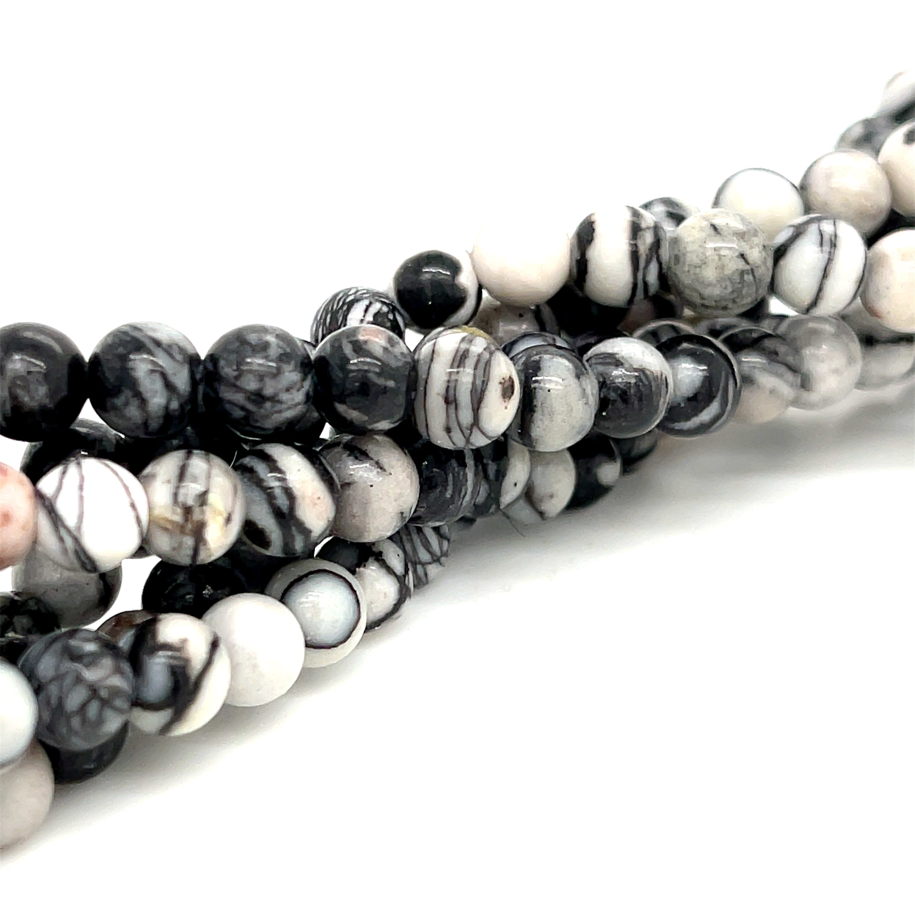 Pink & Black Zebra Jasper Gemstone Strands