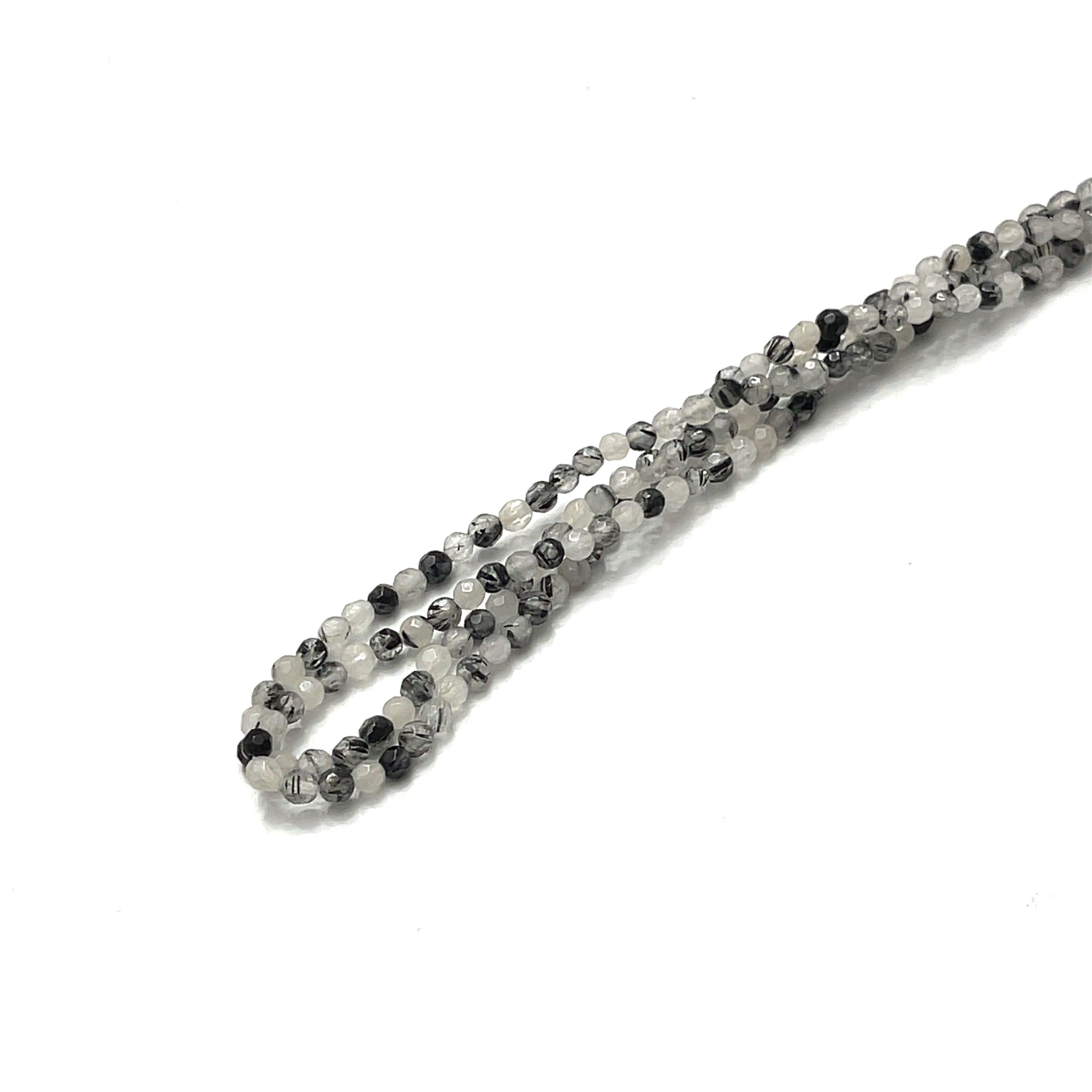 Black Tourmalinated Quartz Gemstone Strands, Jewelry supplies