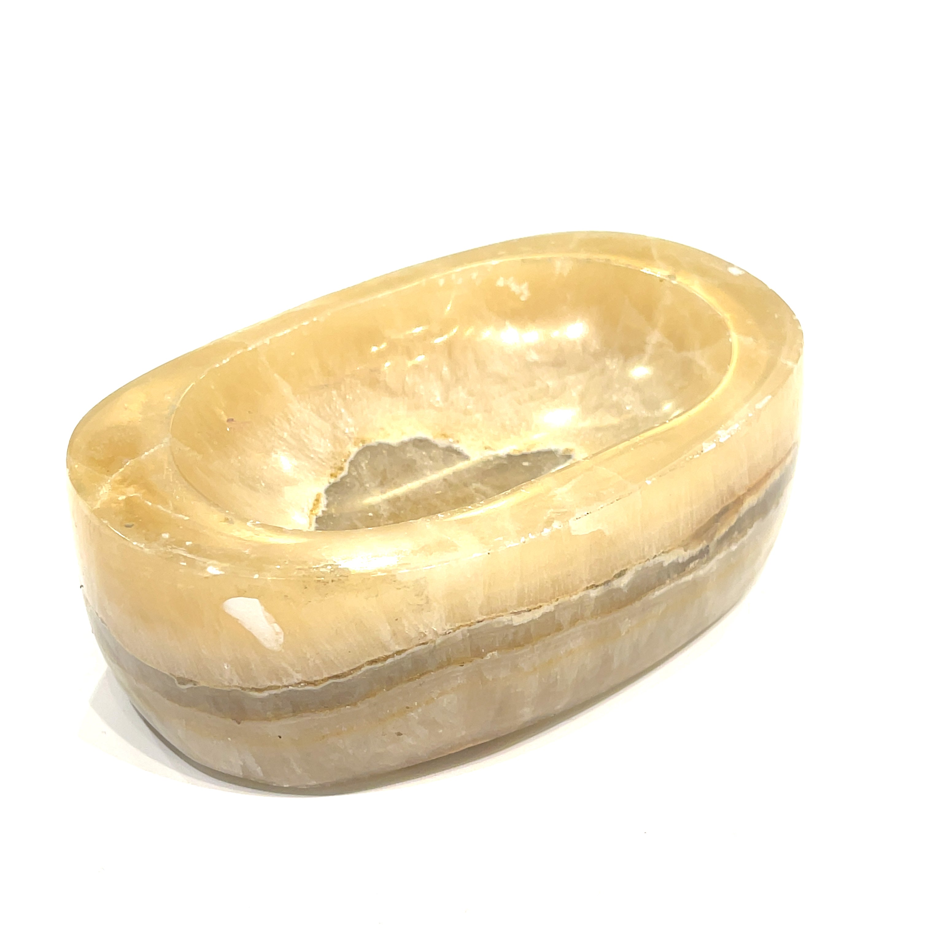 Honey Calcite Oval Gemstone Bowl