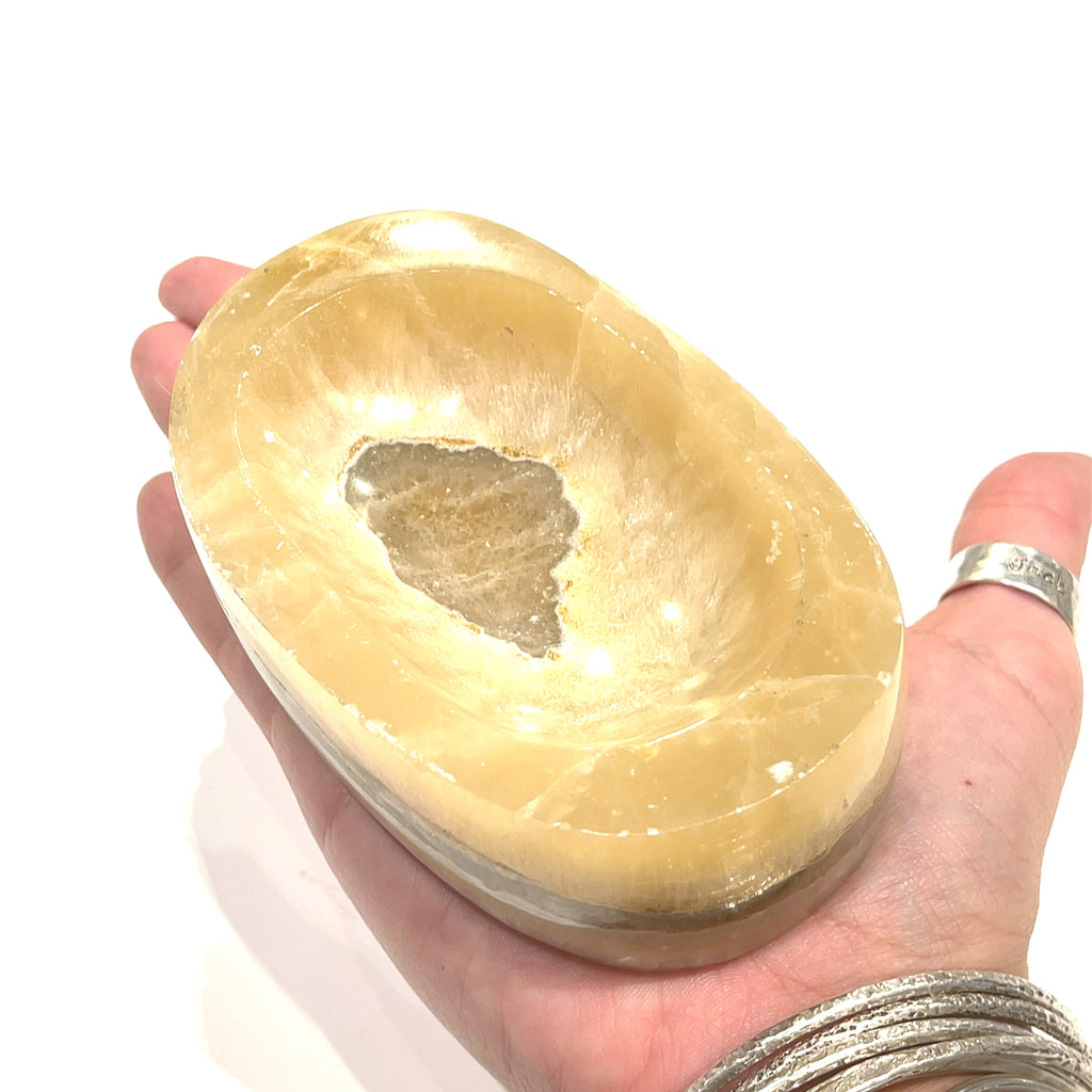 Honey Calcite Oval Gemstone Bowl