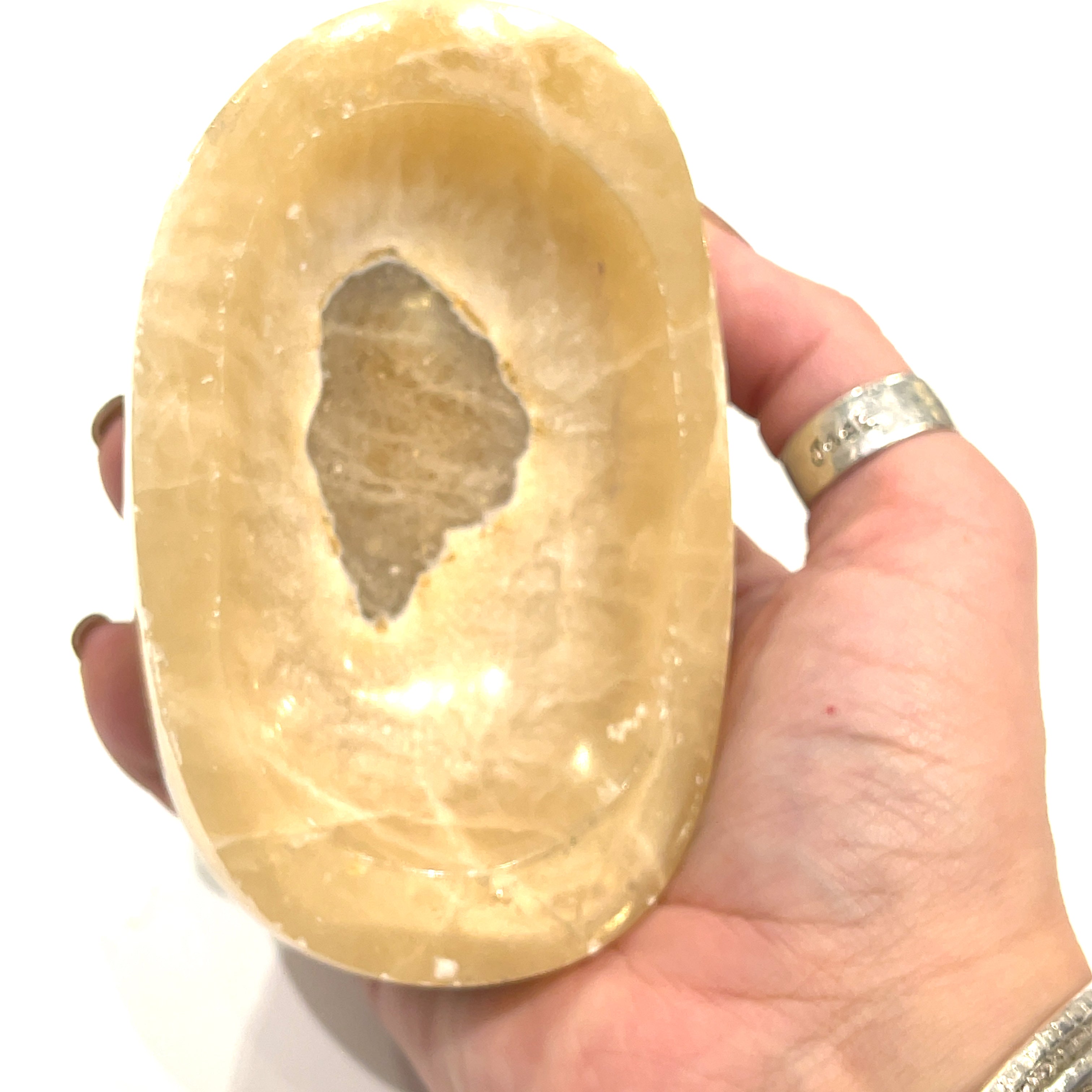 Honey Calcite Oval Gemstone Bowl