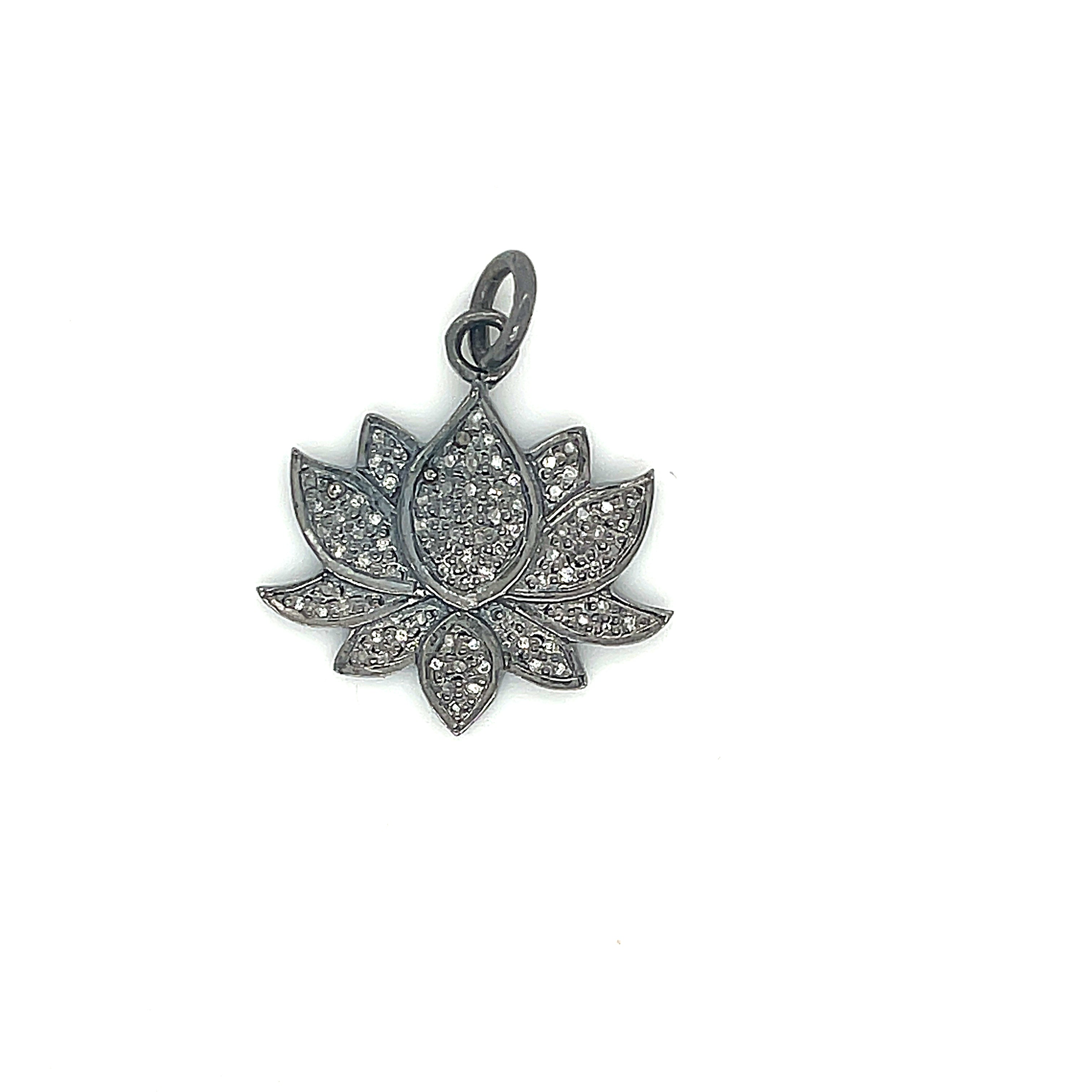 Paved Diamond Pendants, Humza, Lotus flower, branch