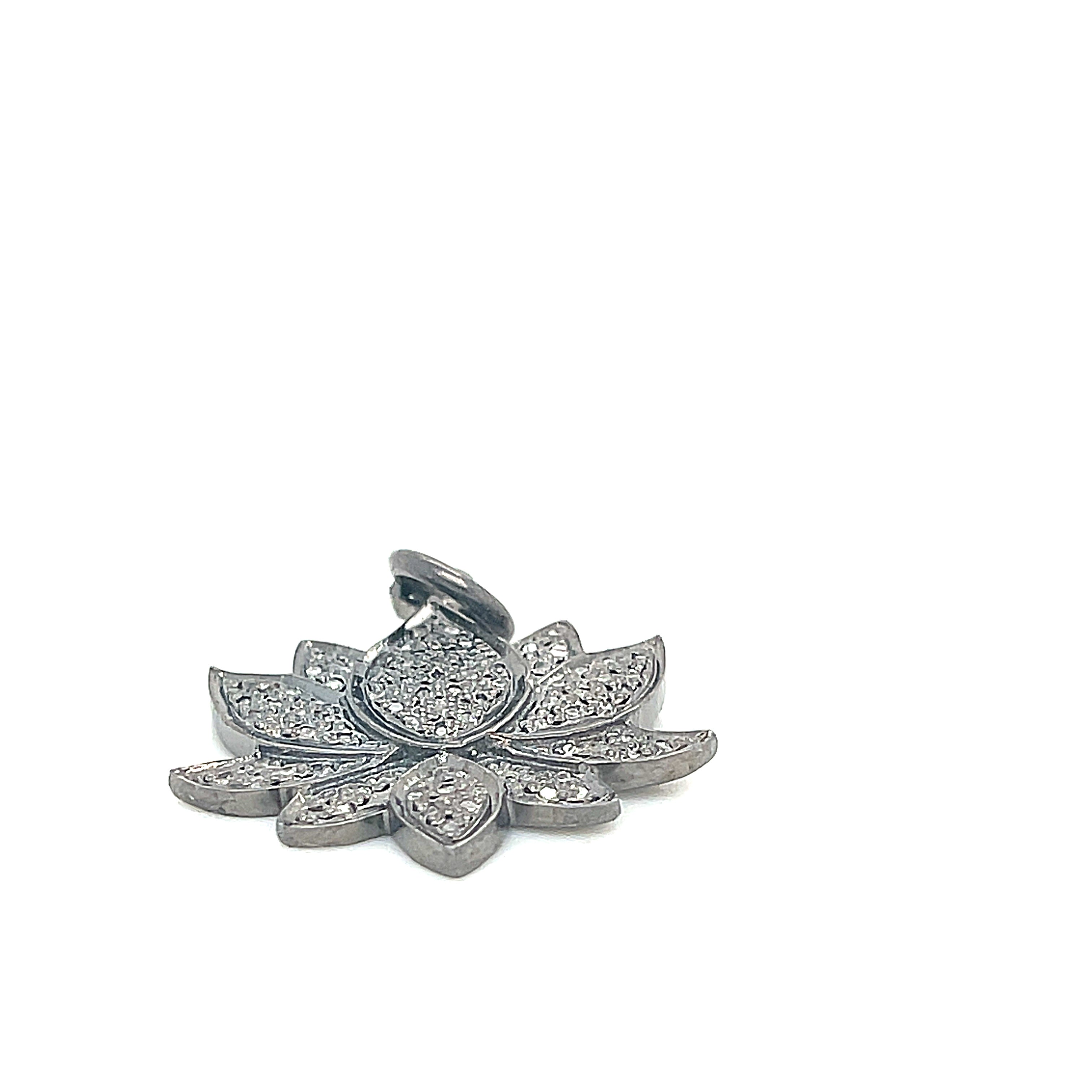 Paved Diamond Pendants, Humza, Lotus flower, branch