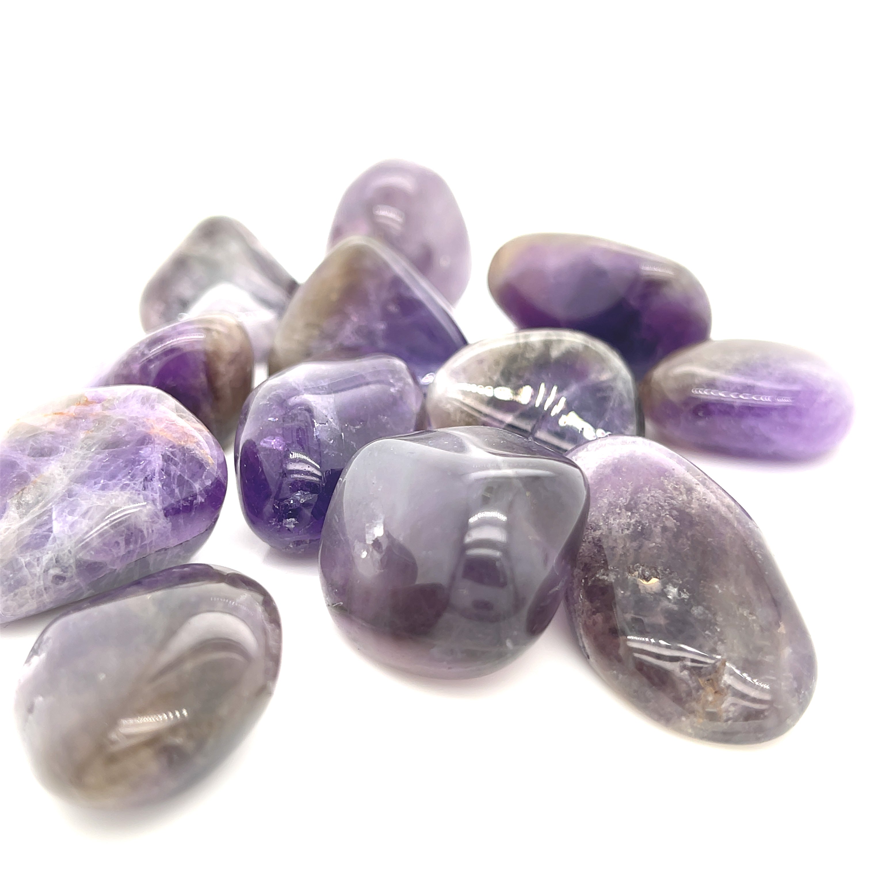 Amegreen (Amethyst / Prasiolite) gemstone Tumbles
