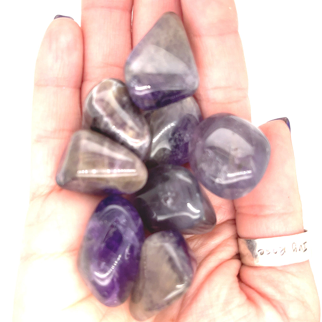 Amegreen (Amethyst / Prasiolite) gemstone Tumbles