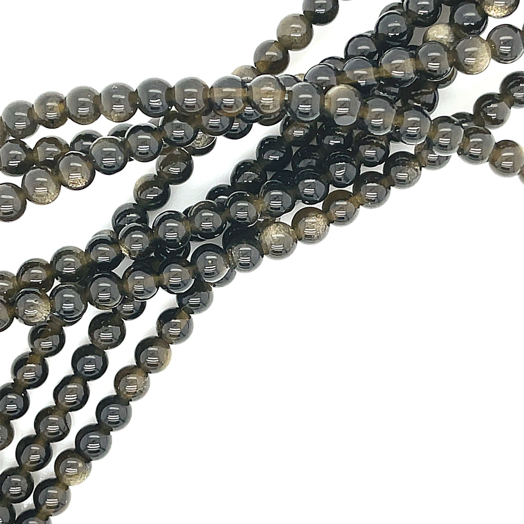 Golden Sheen Obsidian gemstone strand