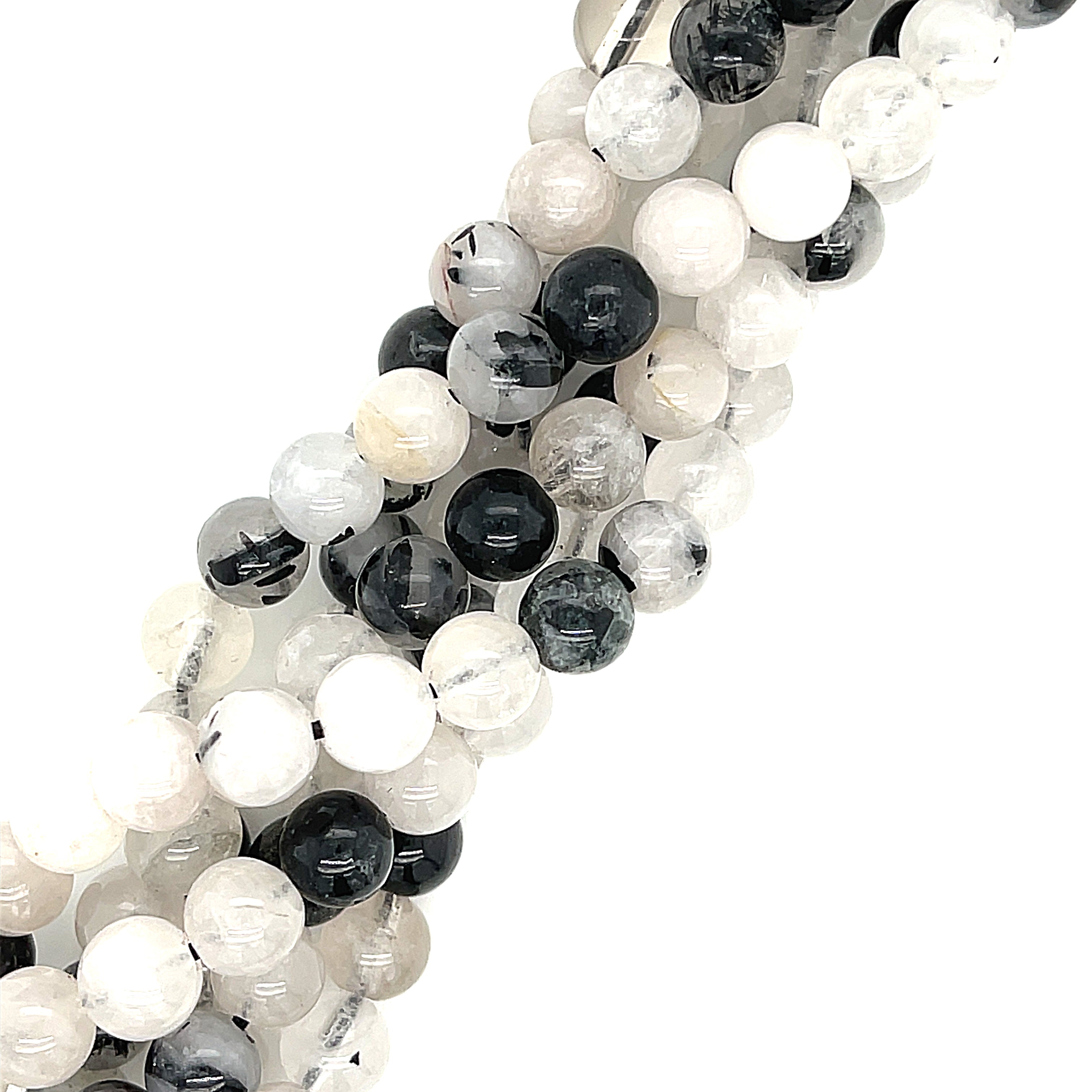 Black Tourmalinated Quartz Gemstone Strands, Jewelry supplies