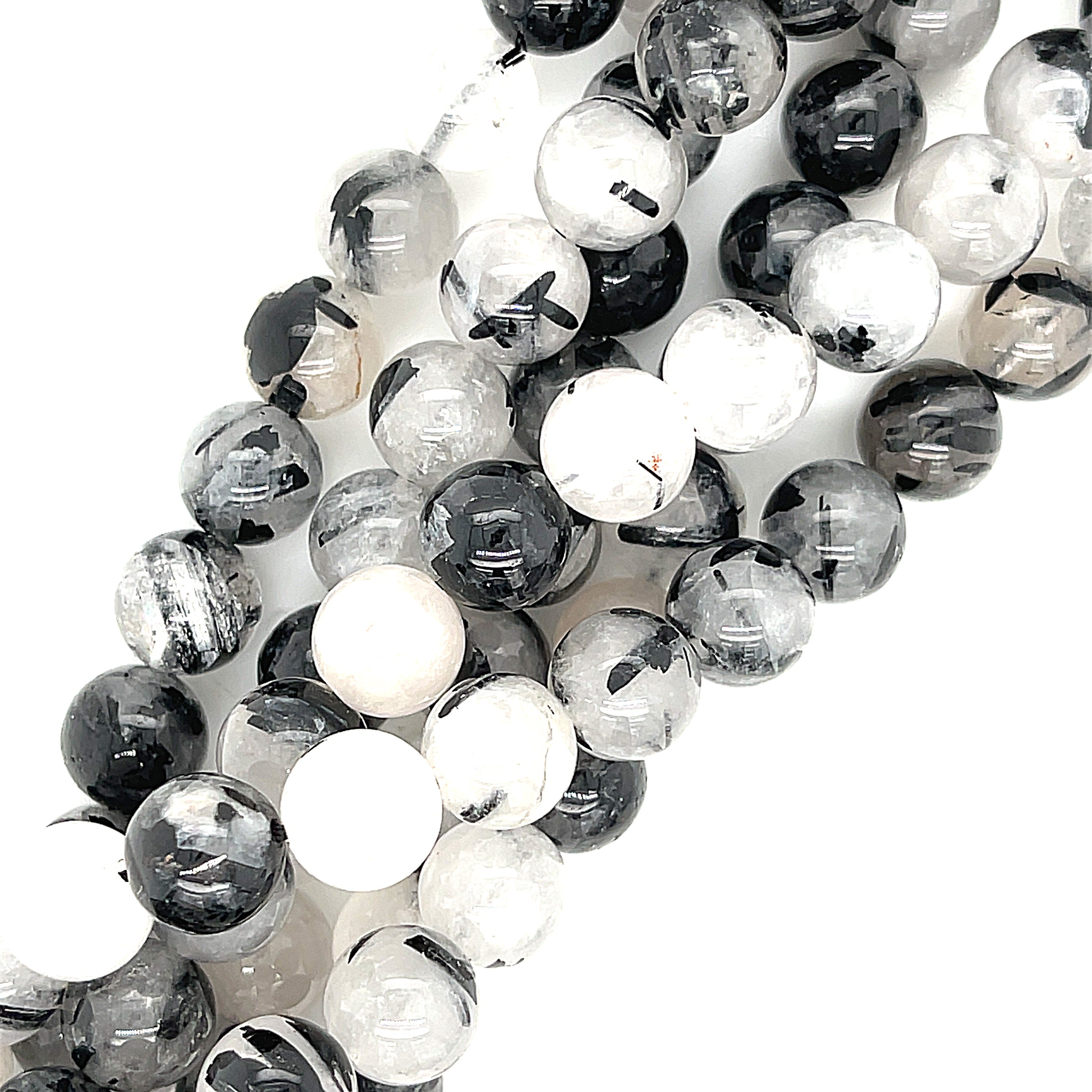 Black Tourmalinated Quartz Gemstone Strands, Jewelry supplies