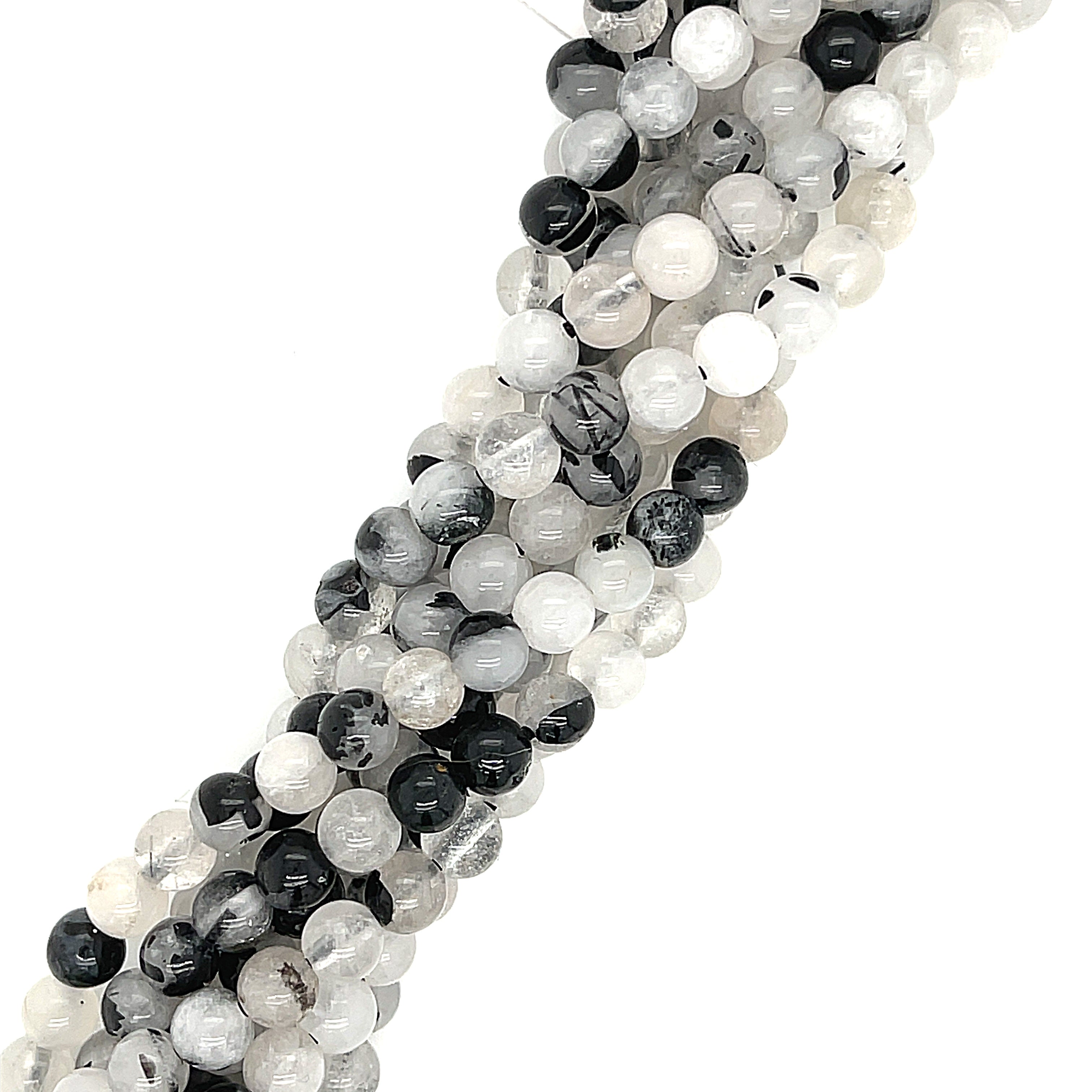 Black Tourmalinated Quartz Gemstone Strands, Jewelry supplies