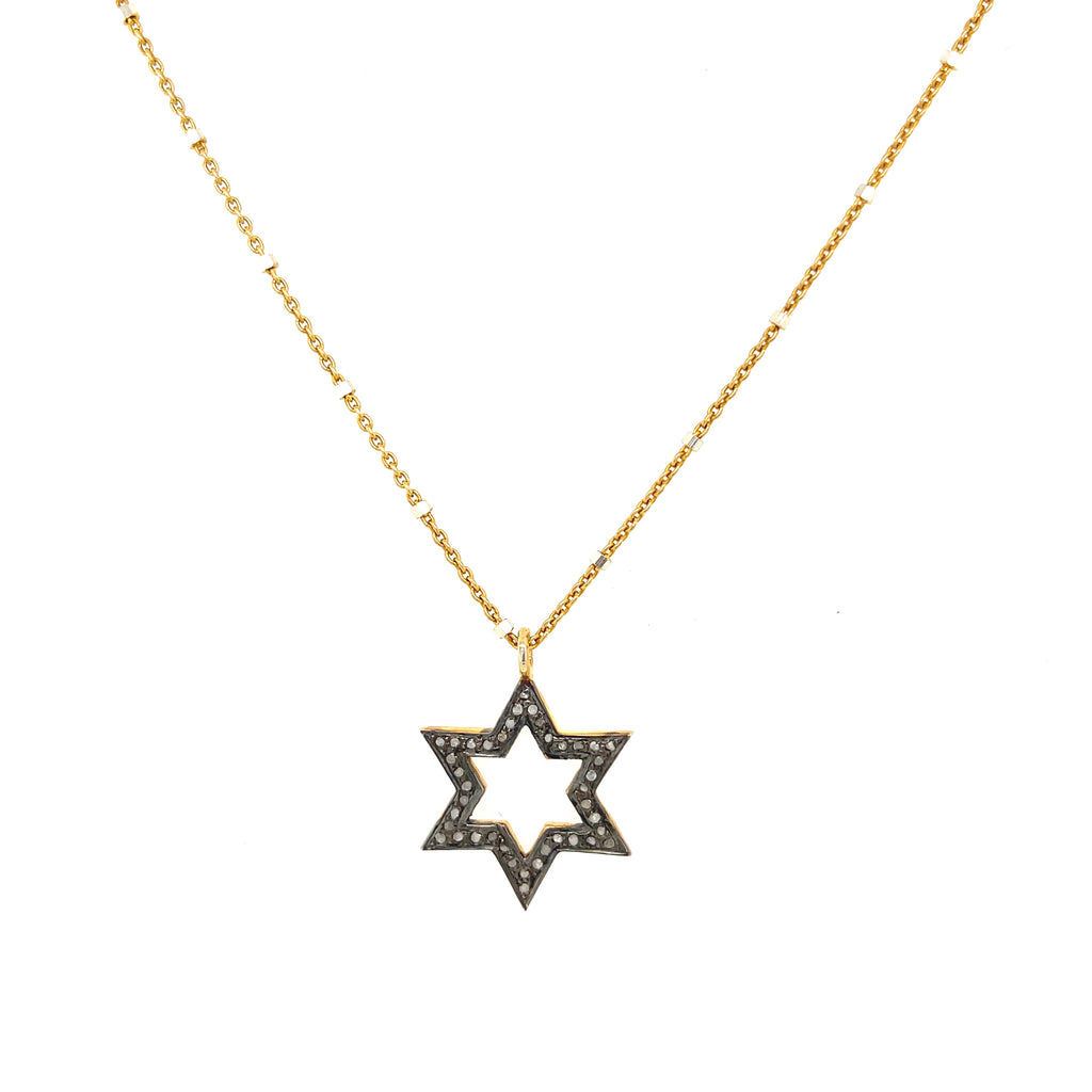 Diamond Paved Star of David Vermeil pendant and SS or Gold Filled chain necklace