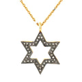 Diamond Paved Star of David Vermeil pendant and SS or Gold Filled chain necklace
