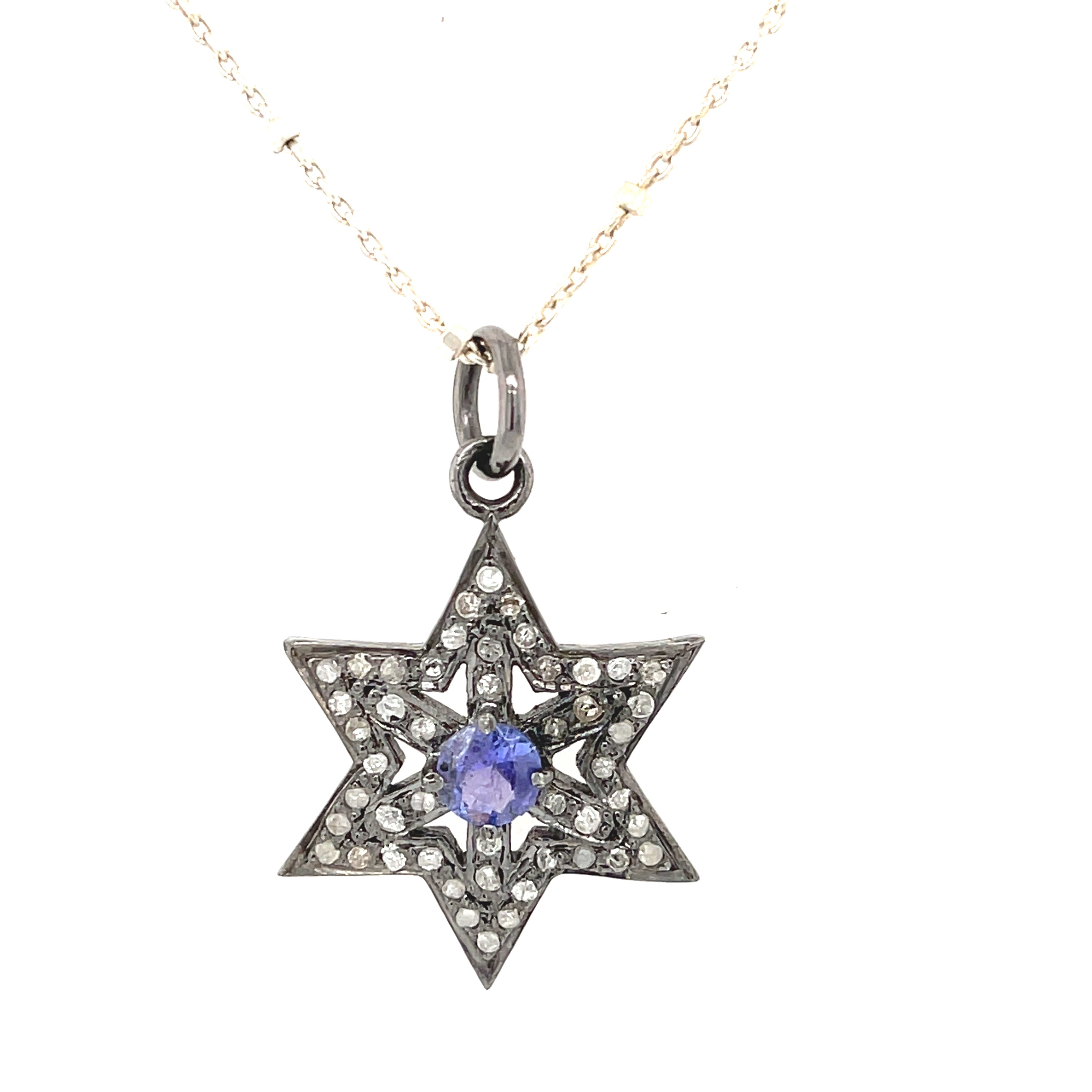 Diamond Paved Star of David Vermeil pendant and SS or Gold Filled chain necklace