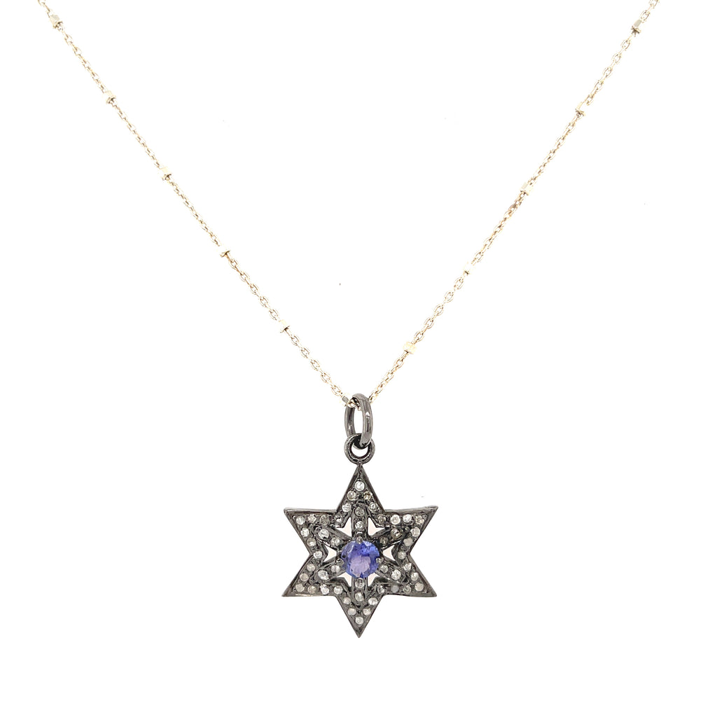 Diamond Paved Star of David Vermeil pendant and SS or Gold Filled chain necklace