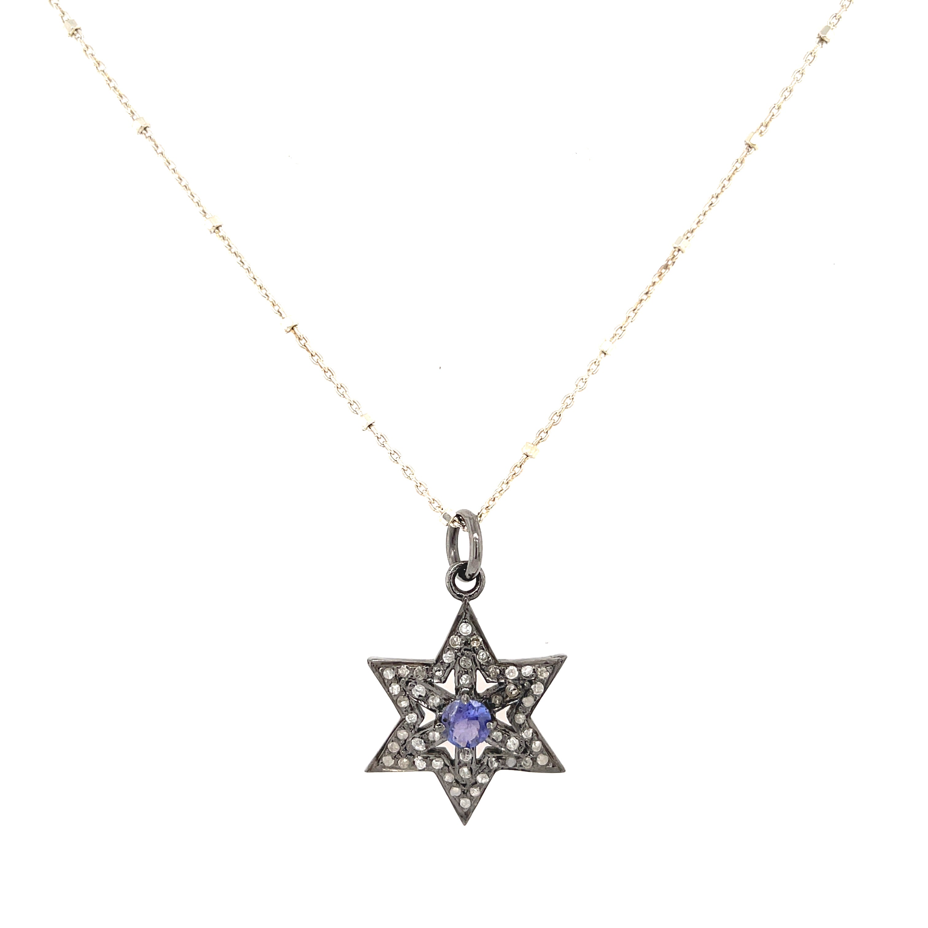 Diamond Paved Star of David Vermeil pendant and SS or Gold Filled chain necklace