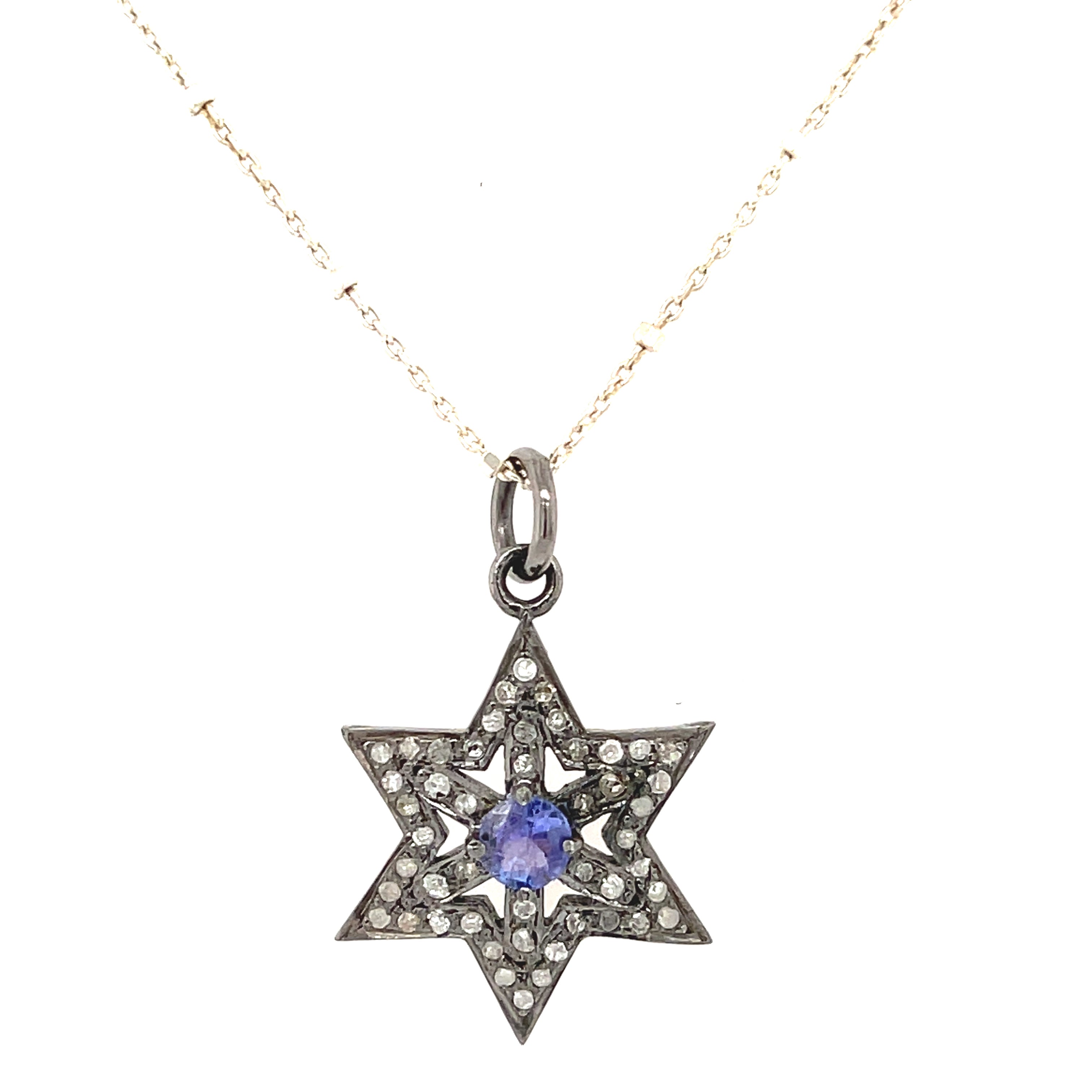 Diamond Paved Star of David Vermeil pendant and SS or Gold Filled chain necklace