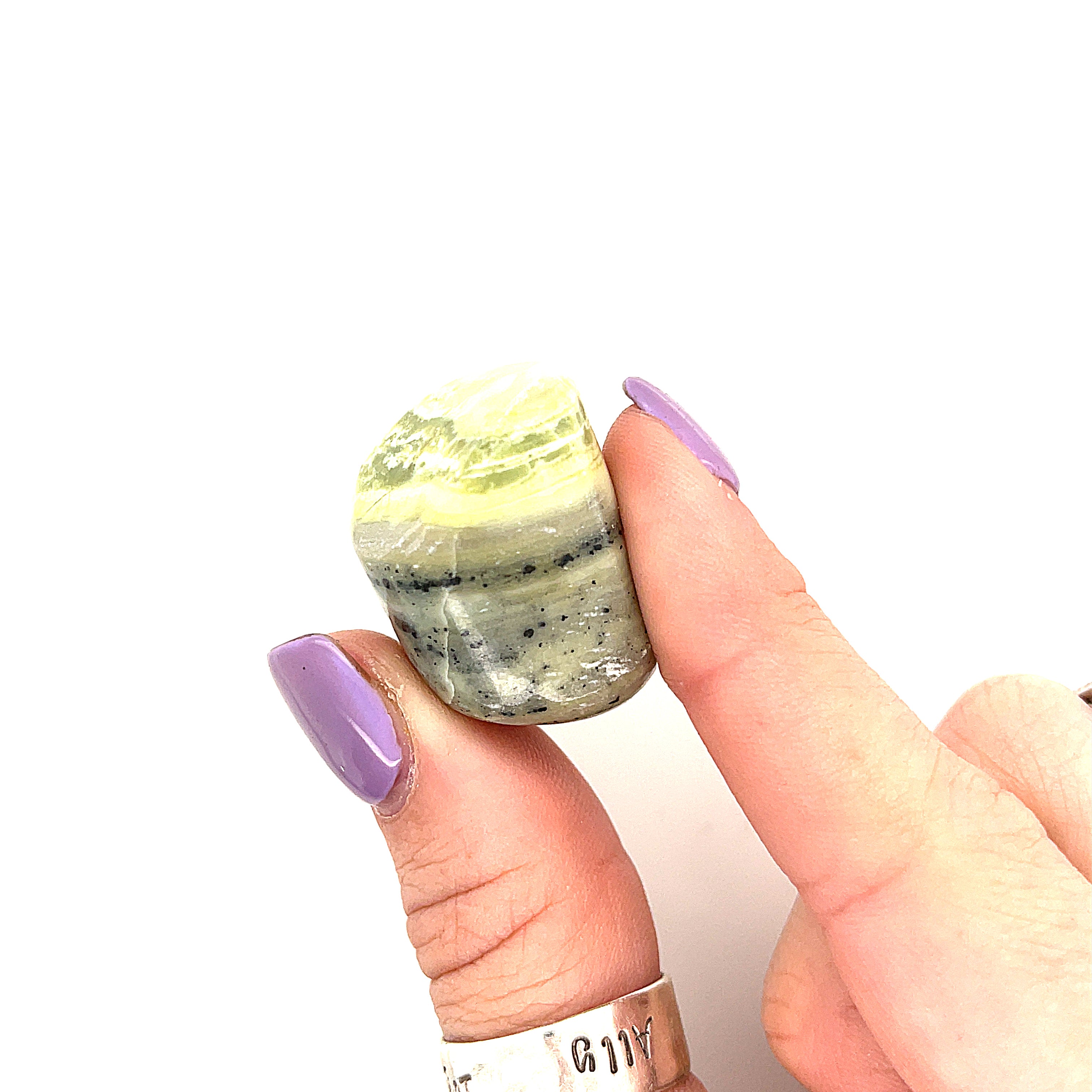 Infinite (light green Serpentine) gemstone tumbled