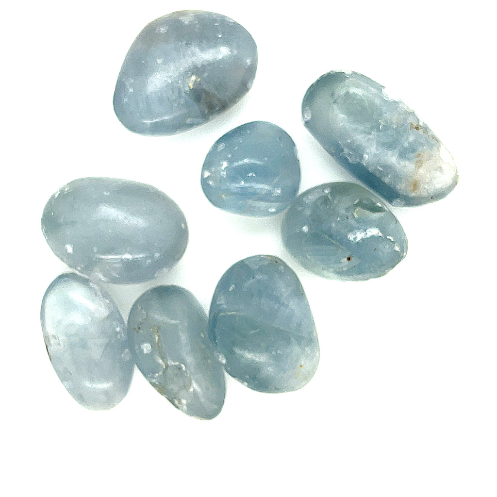 Celestite tumbled gemstones