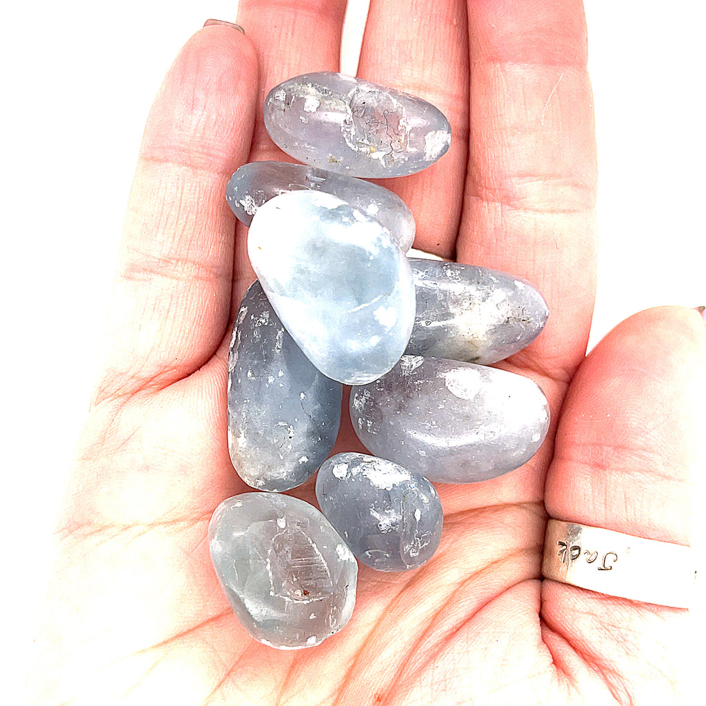 Celestite tumbled gemstones