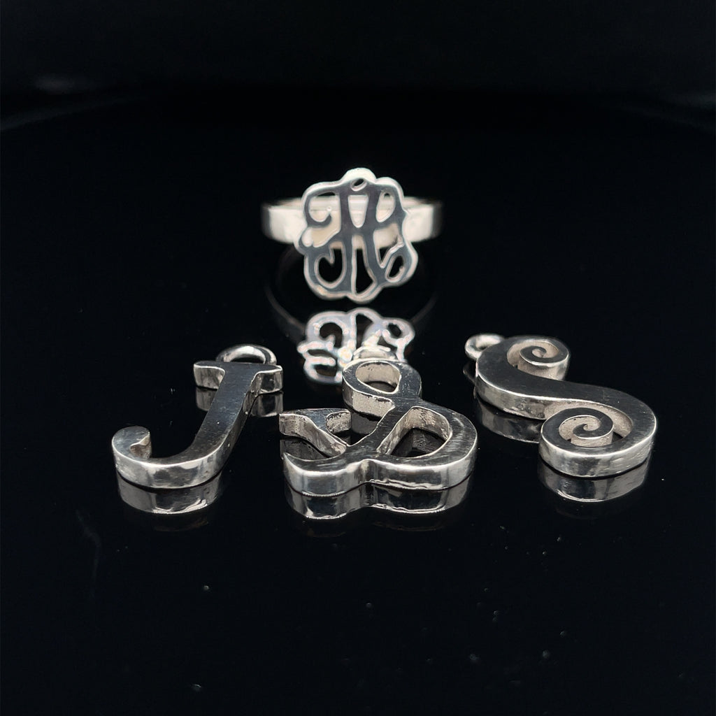 Letter Initial pendants in Sterling Silver