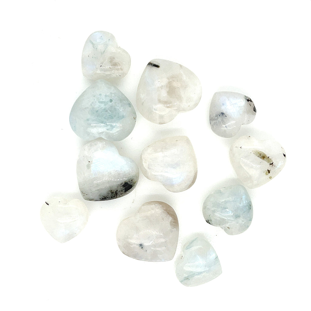 Rainbow Moonstone hearts gemstones