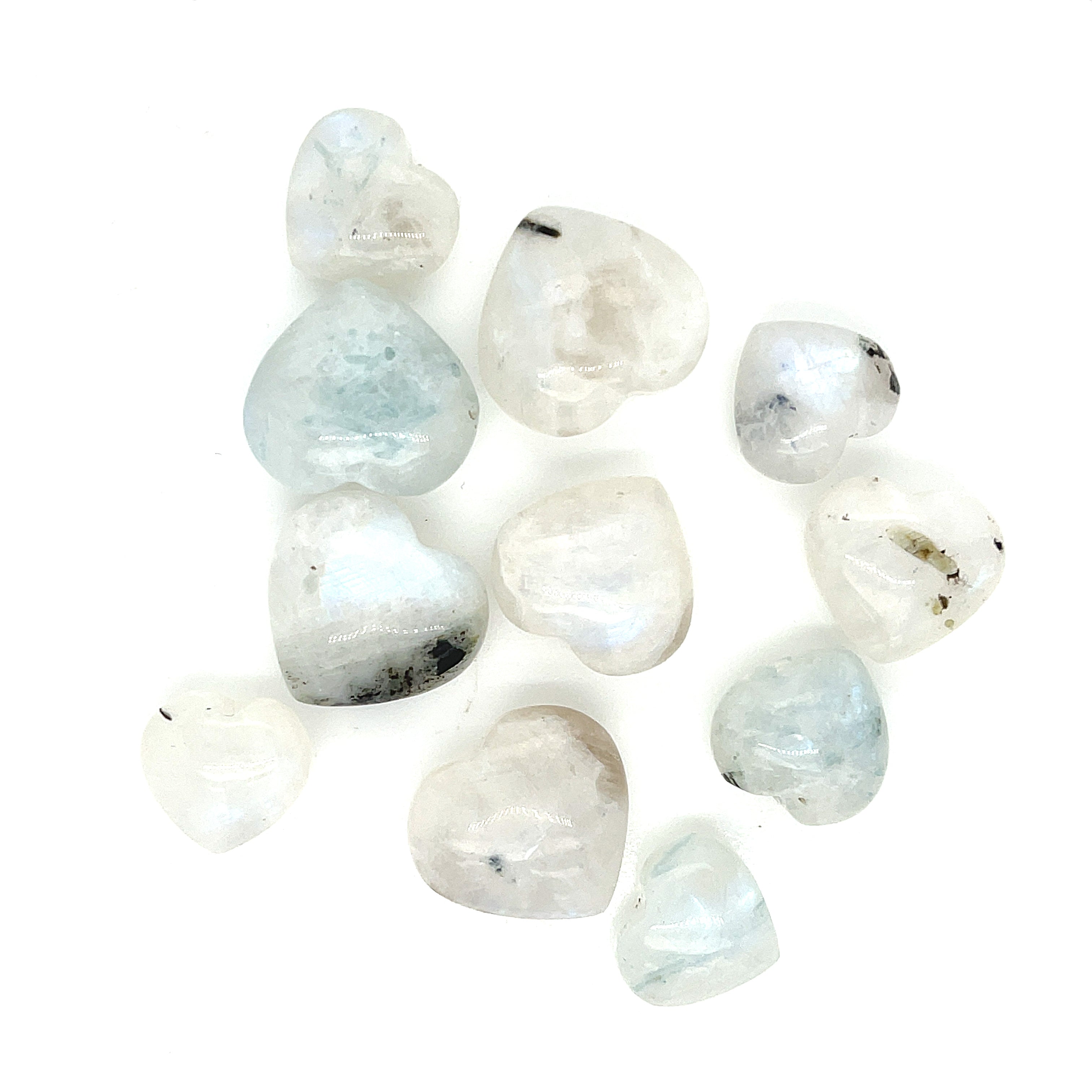 Rainbow Moonstone hearts gemstones