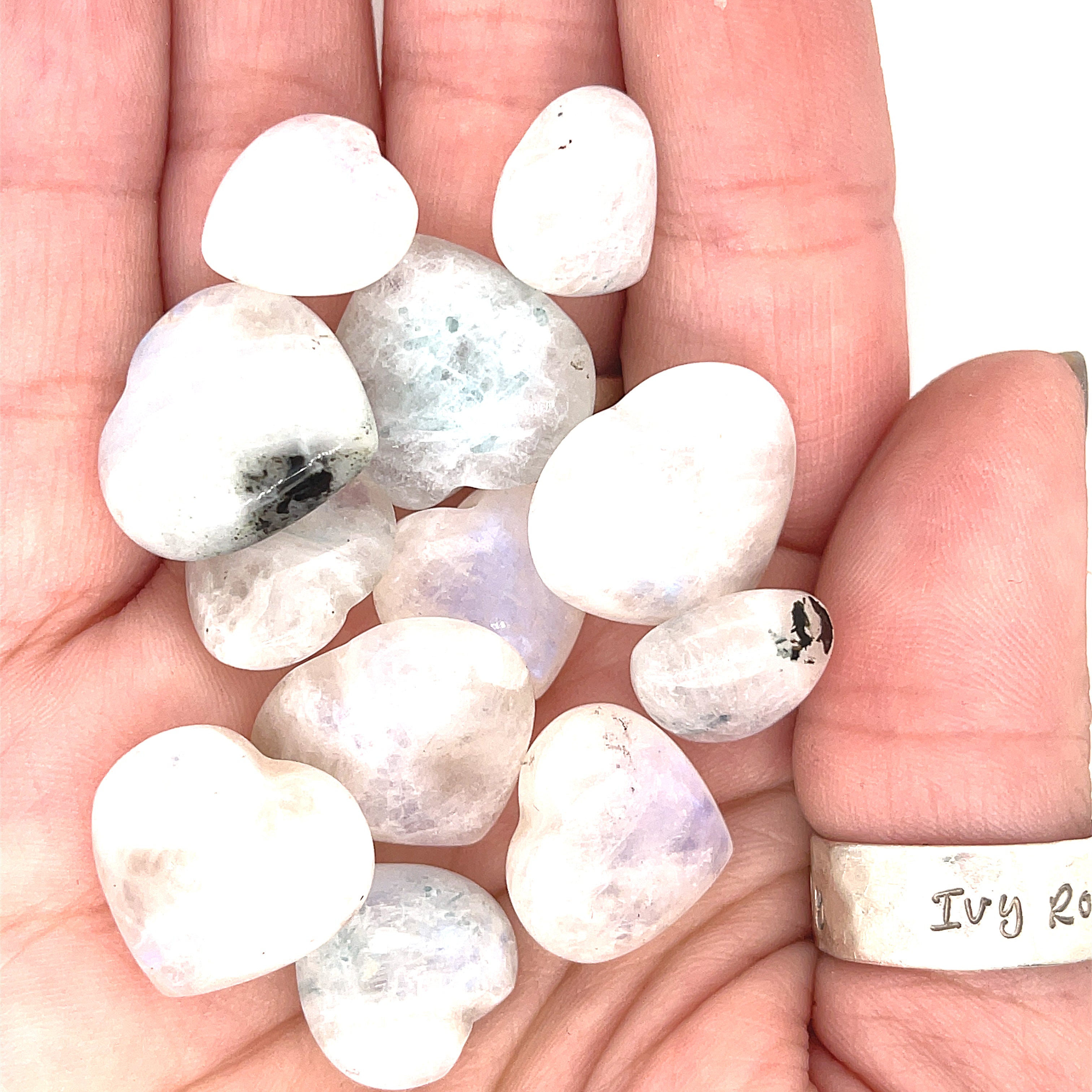 Rainbow Moonstone hearts gemstones