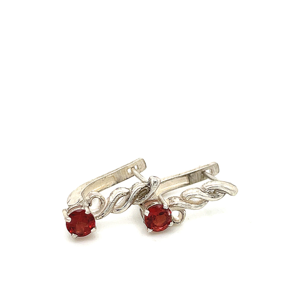 Genuine Garnet faceted gemstone snap back earrings