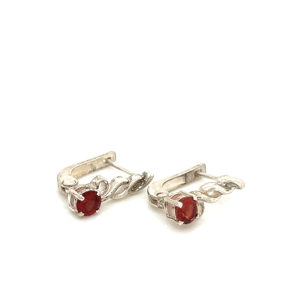 Genuine Garnet faceted gemstone snap back earrings