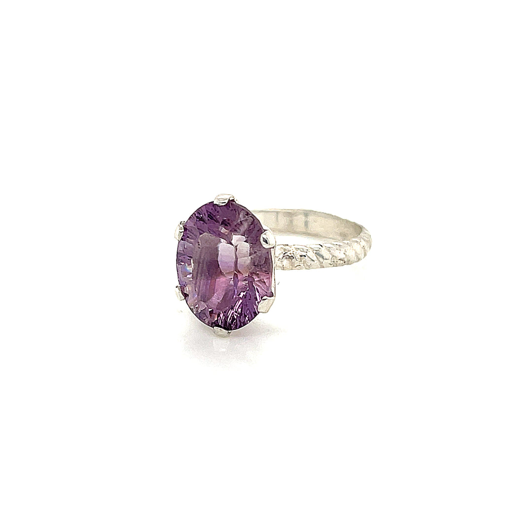 Amethyst Faceted Gemstone Sterling Silver Ring, Jewelry