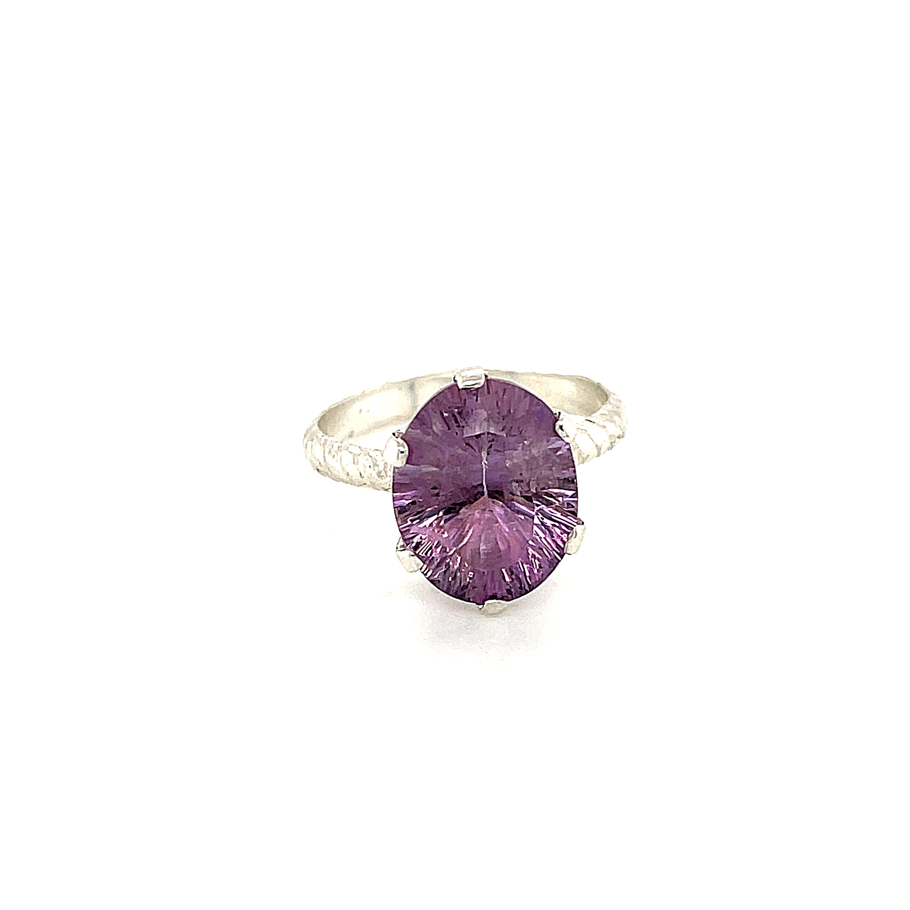 Amethyst Faceted Gemstone Sterling Silver Ring, Jewelry