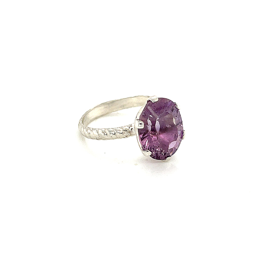 Amethyst Faceted Gemstone Sterling Silver Ring, Jewelry